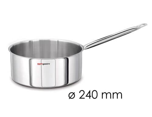 Cratiță cu coadă - oțel inoxidabil 18/10 - 5 litri - Ø 240 mm - înălțime: 105 mm - cu mâner rezistent la căldură - pentru inducție, gaz, ceramică, electric — 3