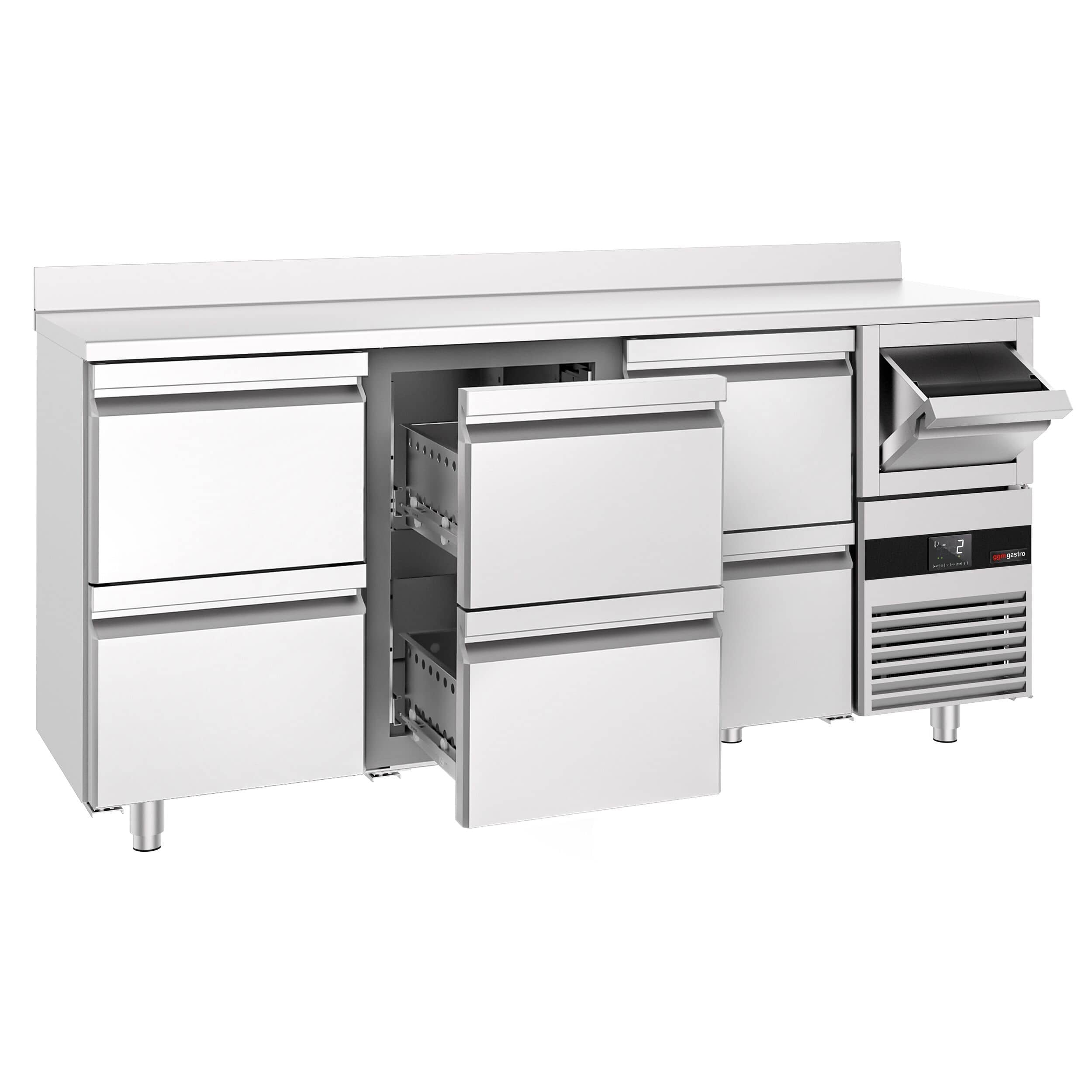 Frigider Bar Profesional PREMIUM - 2135x600 mm - 570 L - 6 sertare 1/2, bordură spate 40 mm & sertar pentru zaț de cafea (knock box) — 4