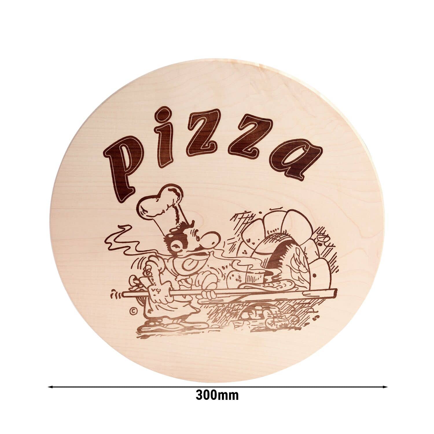 Farfurie pentru pizza din lemn de arțar - Ø 300 mm - cu motiv gravat — 3
