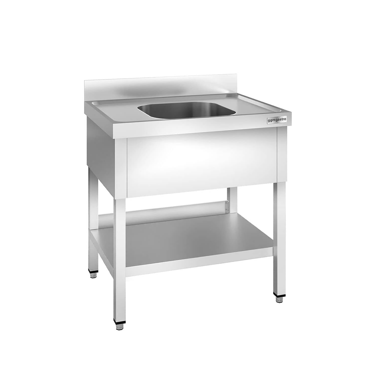 Chiuvetă profesională pentru oale PREMIUM - 800x700 mm - cu poliță inferioară - cu 1 cuvă - cuva centrală — 2