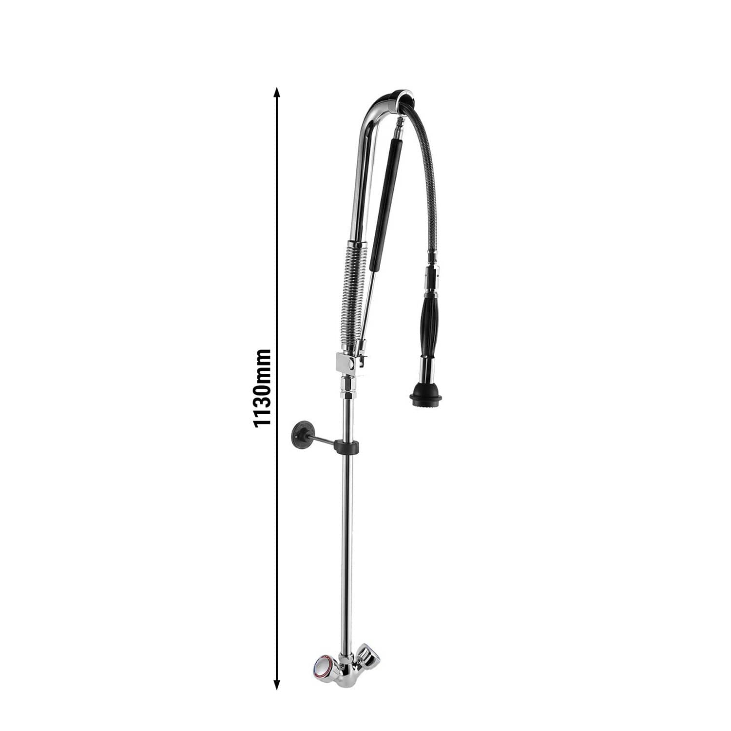 Duș prespălare cu 1 orificiu [9000] - cu duș pre‑spălare, pistol de pulverizare, furtun flexibil, înălțime reglabilă & montaj pe perete - pentru apă rece și caldă - 1120 mm — 3