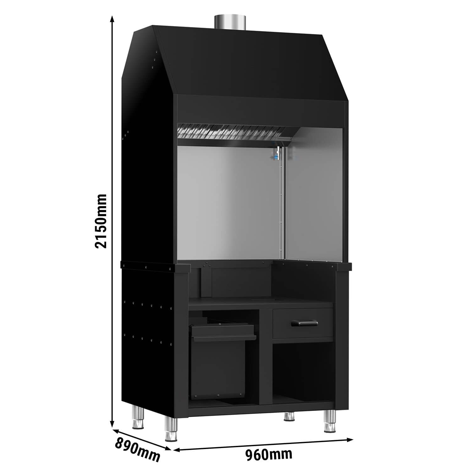 Element neutru pentru grătar cu cărbune/gaz BERLIN - 960 mm - negru — 3
