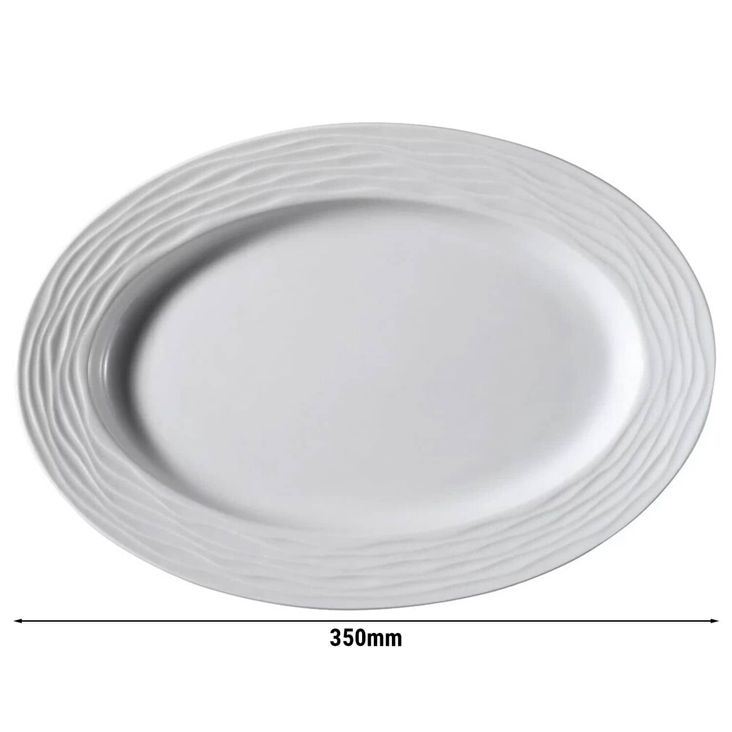 (6 bucăți) SEA WAVE - Farfurie/farfurie pentru kebab - ovală - Lungime: 350 mm - Alb — 3