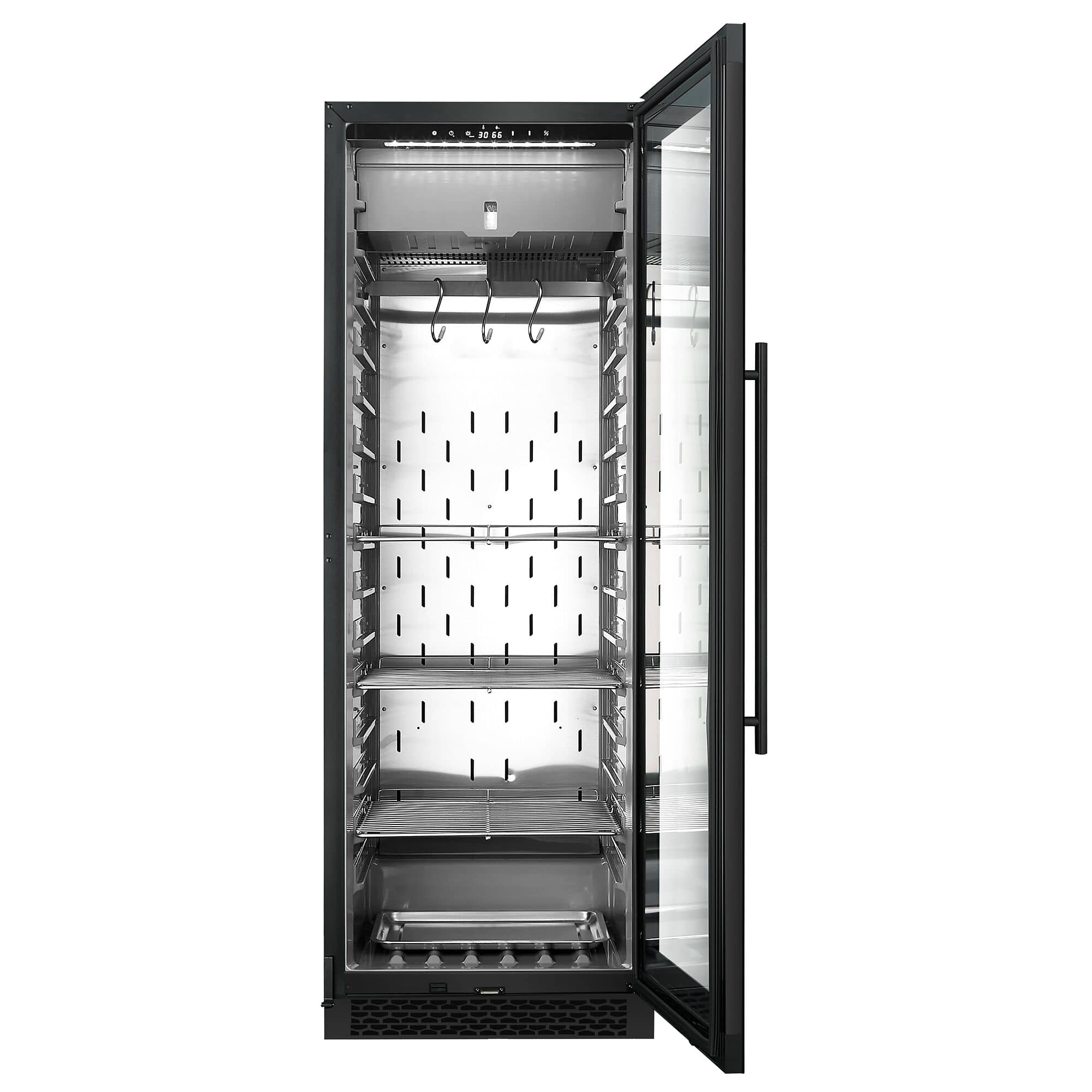 Dulap pentru maturarea cărnii prin uscare - 595 mm - 352 litri - 1 ușă din sticlă fără ramă - Negru — 6
