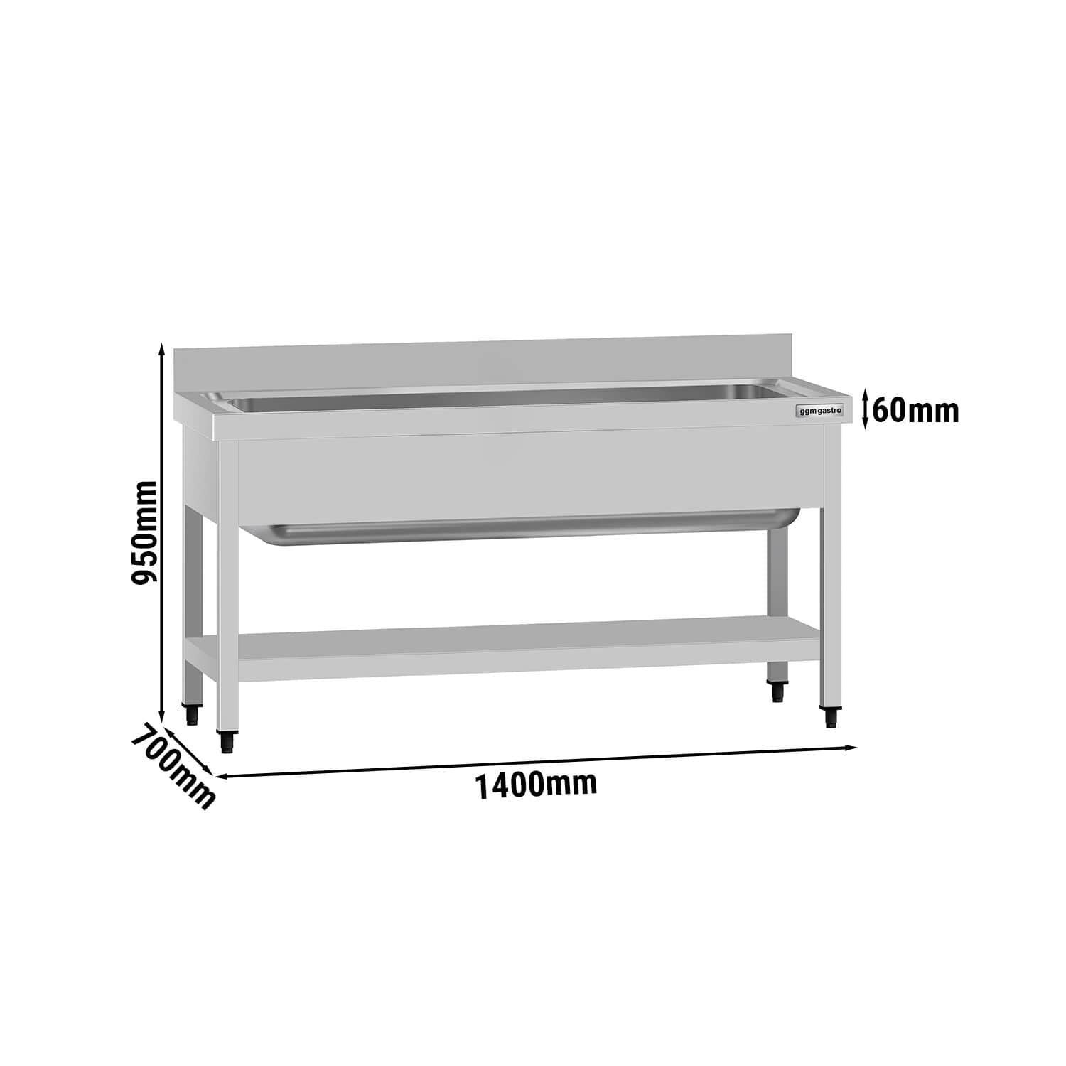 Chiuvetă pentru spălat vase ECO – 1400 x 700 mm – cu poliță și 1 cuvă — 3