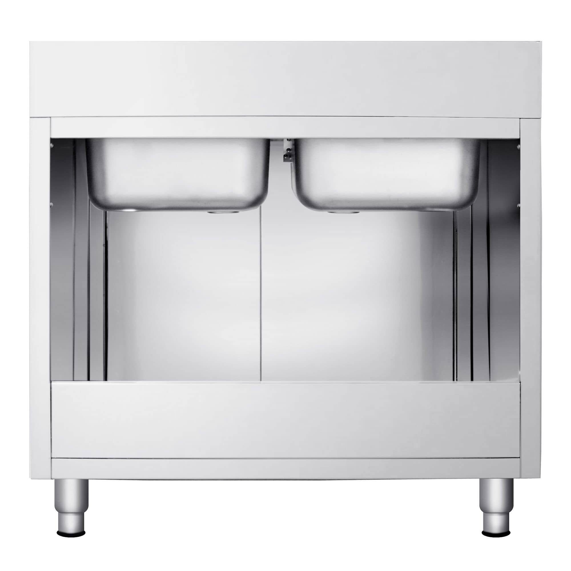 Chiuvetă tip dulap PREMIUM - din oțel inoxidabil - 1600x600 mm - cu 2 cuve centrale — 9