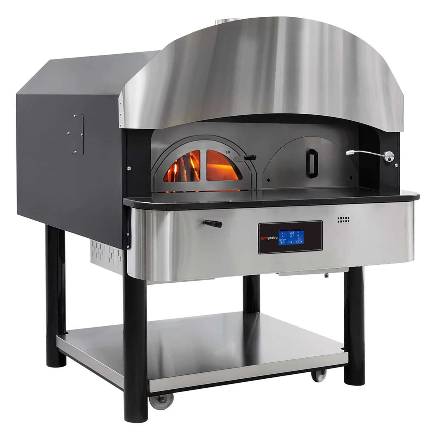 Cuptor pizza pe gaz - 1650x1705x1970 mm - 6 x Ø 30 cm - până la 400 °C - Touchscreen - 75 pizza/h - incl. rezervor pentru lemn — 2