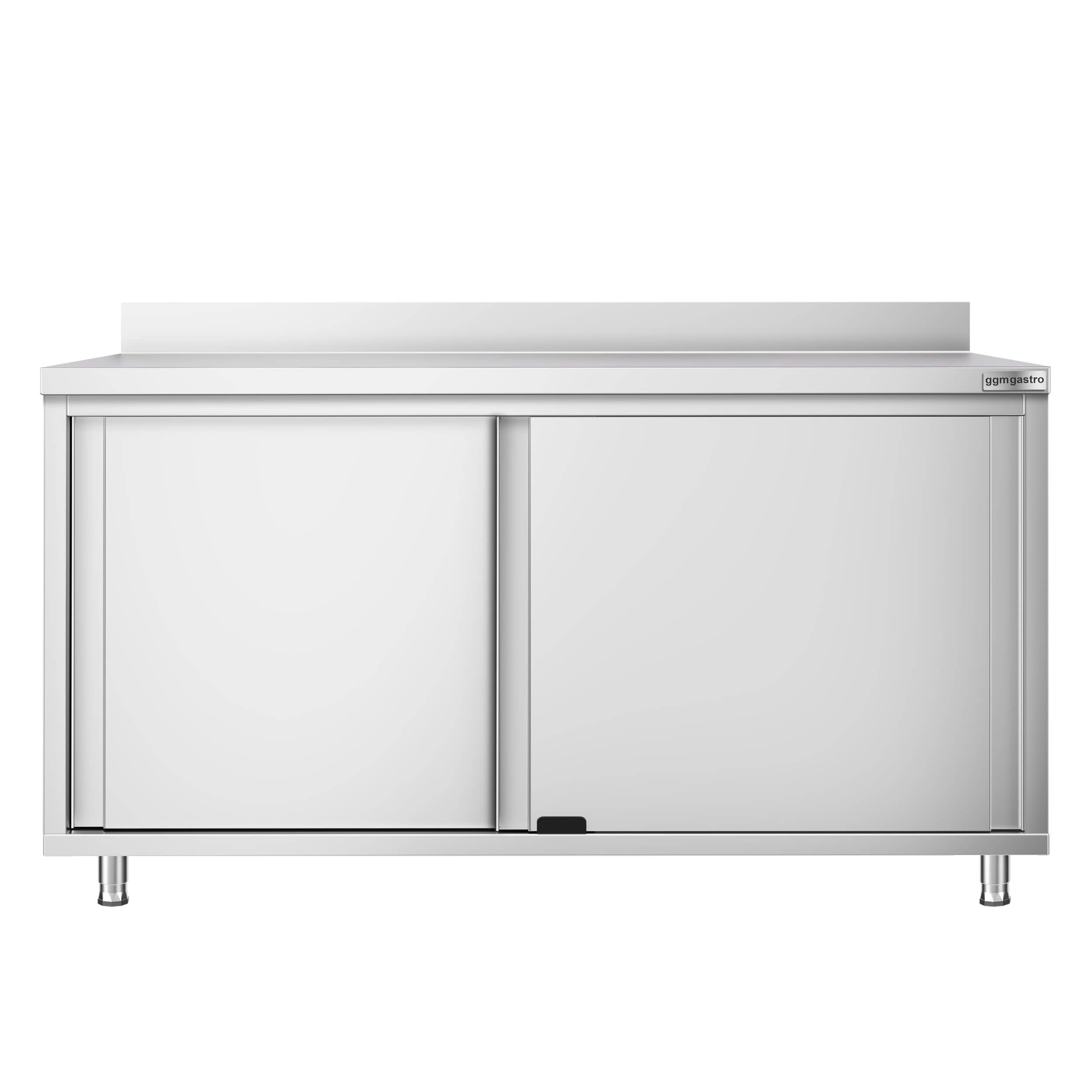 Dulap de lucru din oțel inoxidabil PREMIUM – 1600 x 700 mm – cu ușă glisantă și rebord — 5
