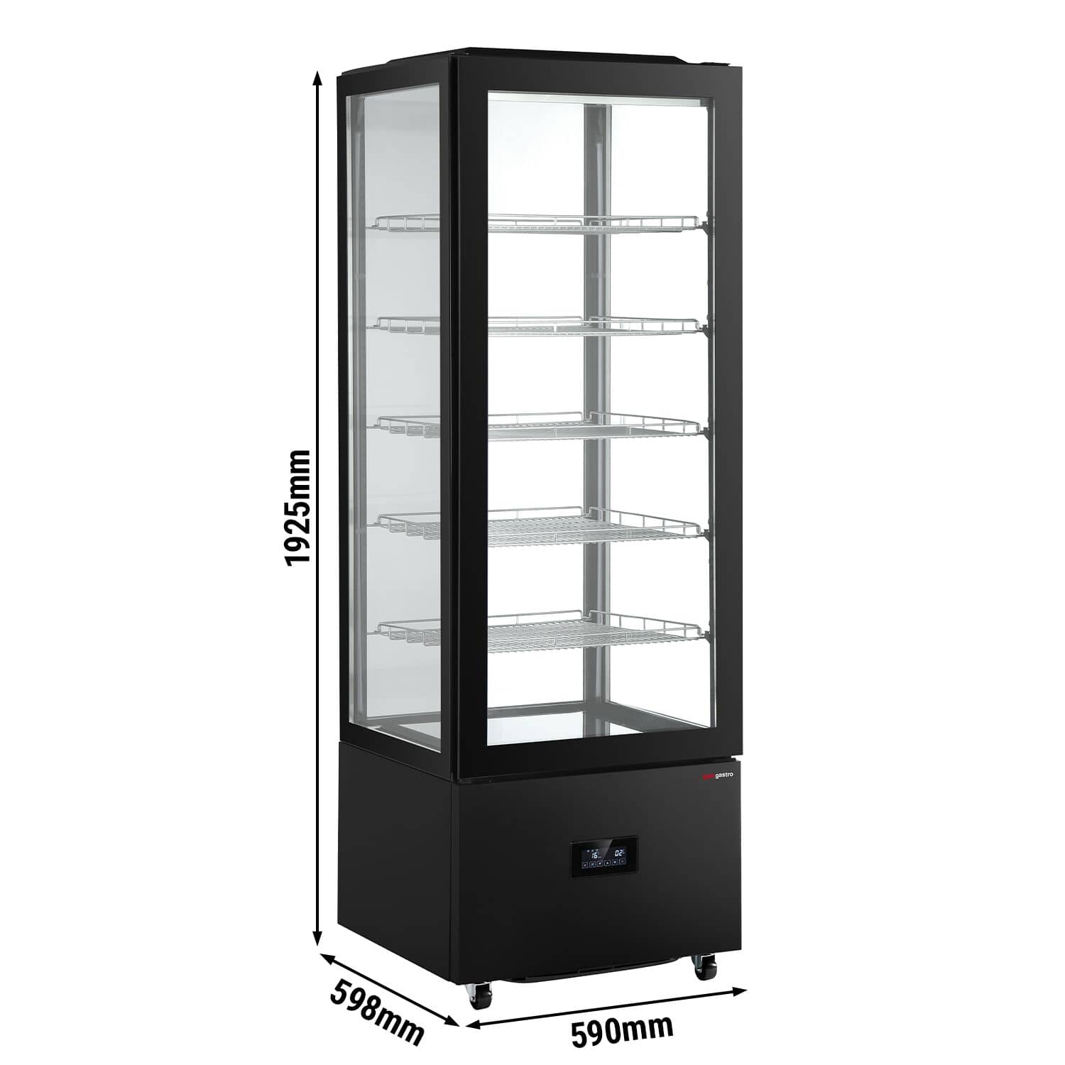 Vitrină panoramică - 402 litri - 590 mm - 1 ușă din sticlă - geam drept - cu 5 rafturi - iluminare LED — 3