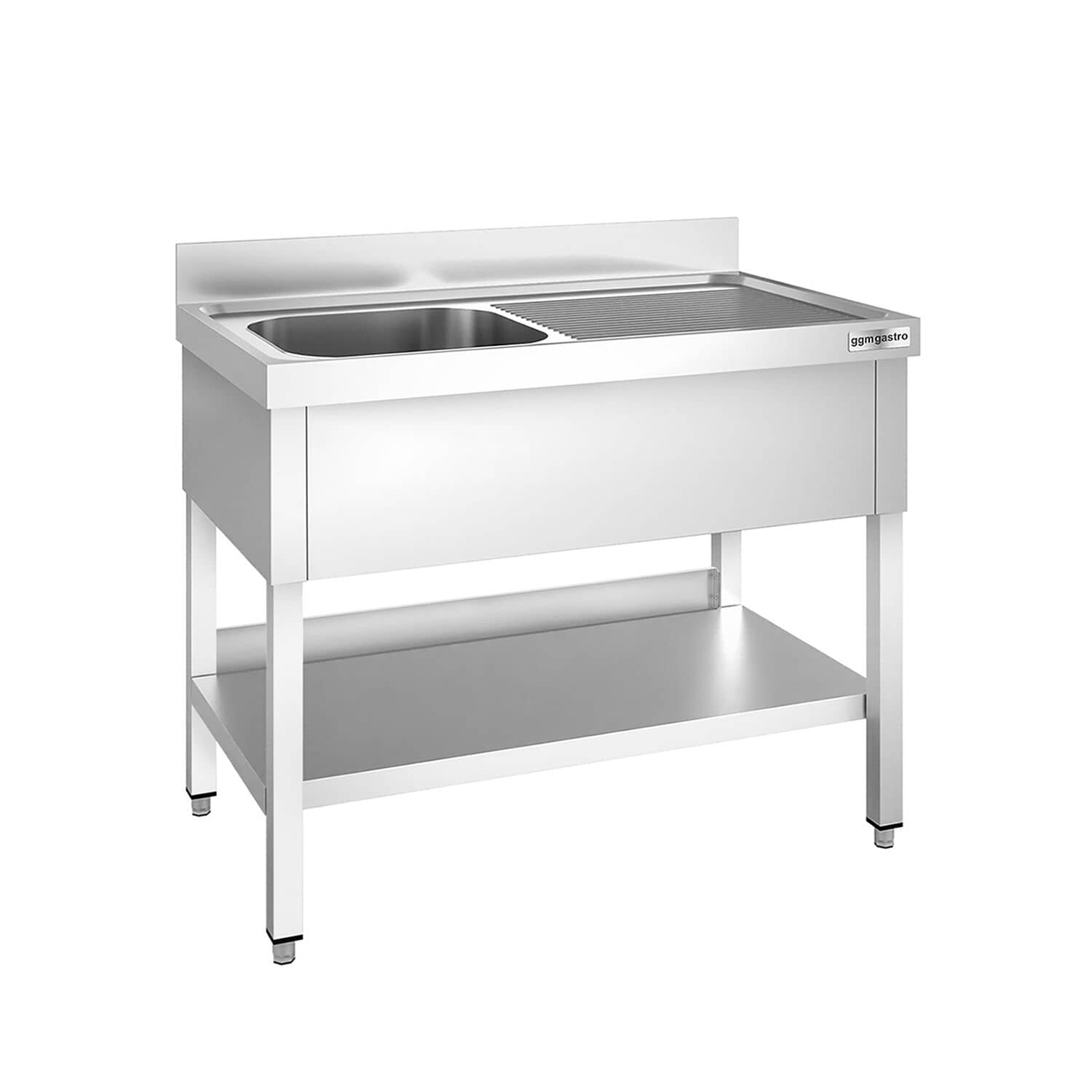 Chiuvetă profesională pentru oale PREMIUM - 1000x700 mm - cu poliță inferioară - cu 1 cuvă - cuva pe stânga — 2