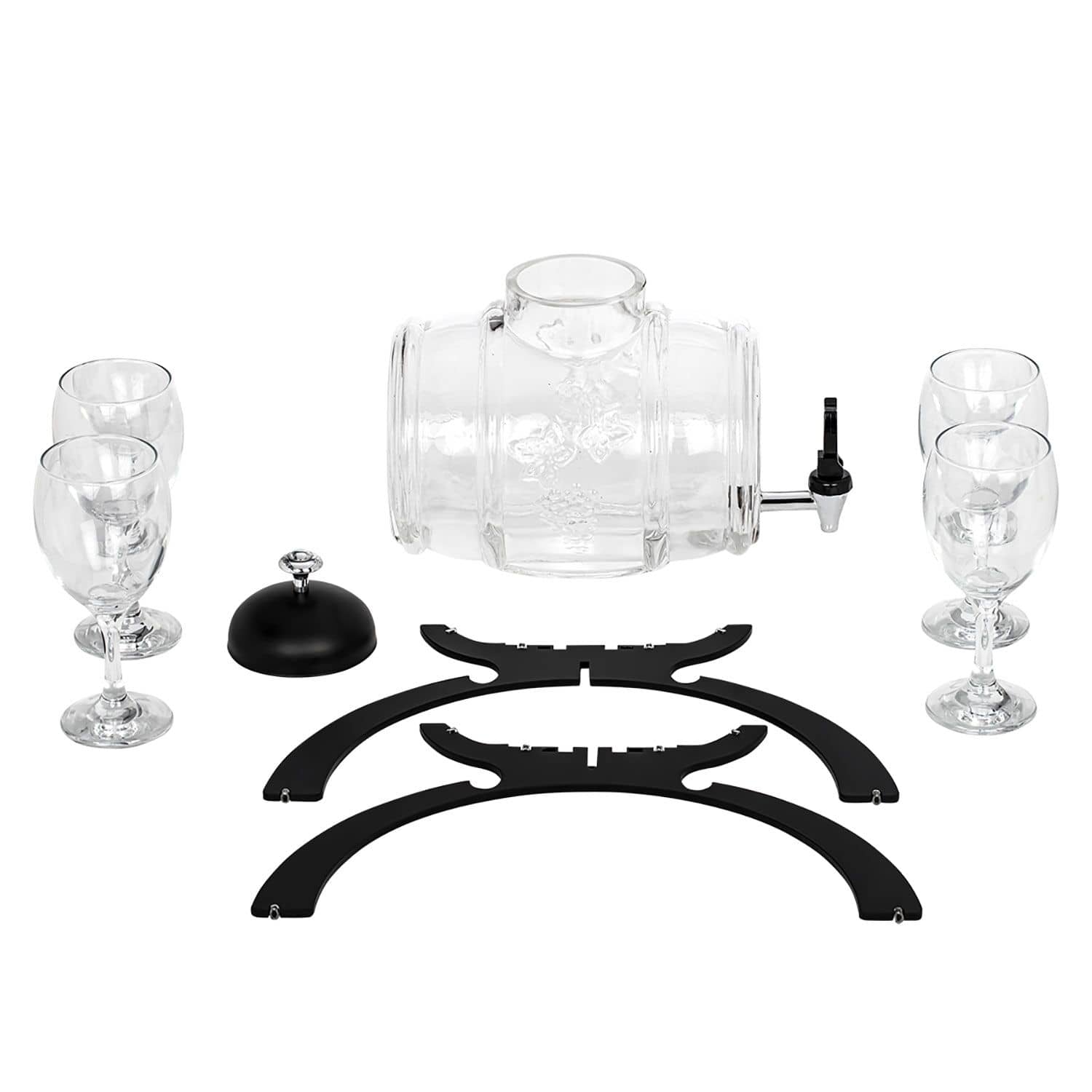 Dozator de vin - de blat - 4 litri - negru - incl. 4 pahare de vin — 4