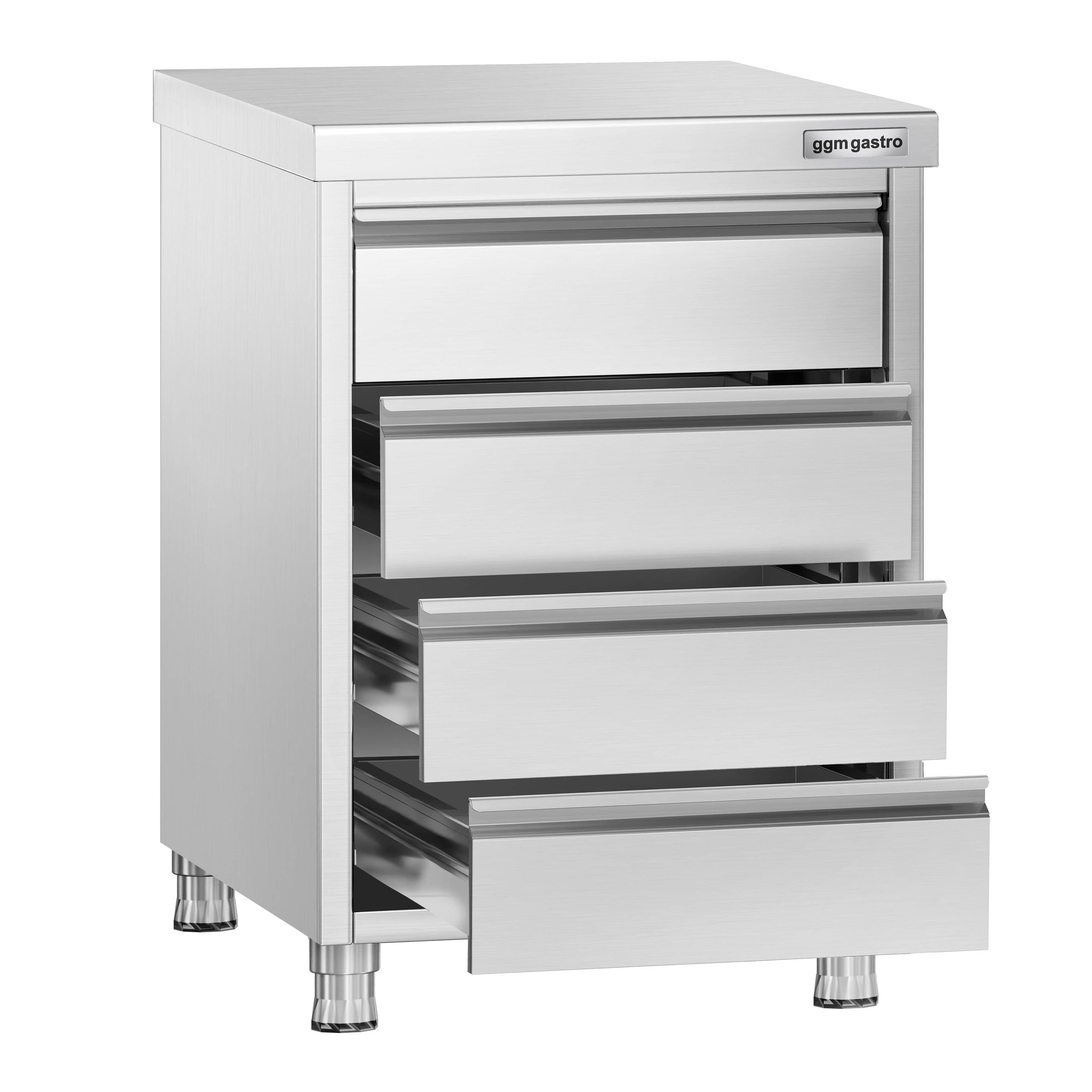 Masă tip dulap PREMIUM - oțel inoxidabil - cu 4 sertare - 500x700 mm — 4