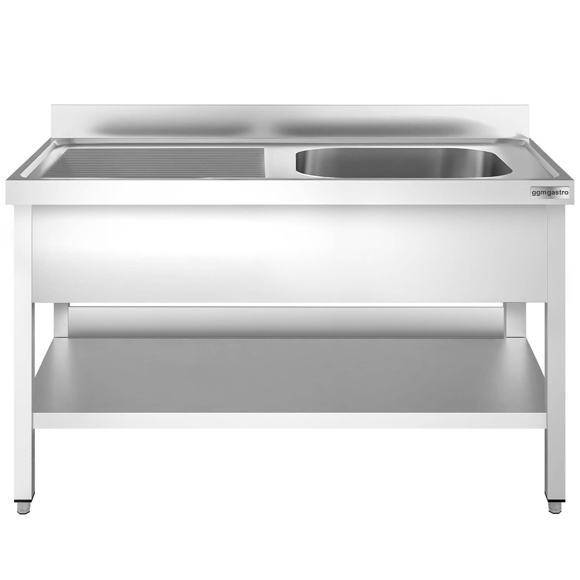 Chiuvetă profesională pentru oale PREMIUM - 1600x700 mm - cu poliță inferioară - cu 1 cuvă - cuva pe dreapta — 4