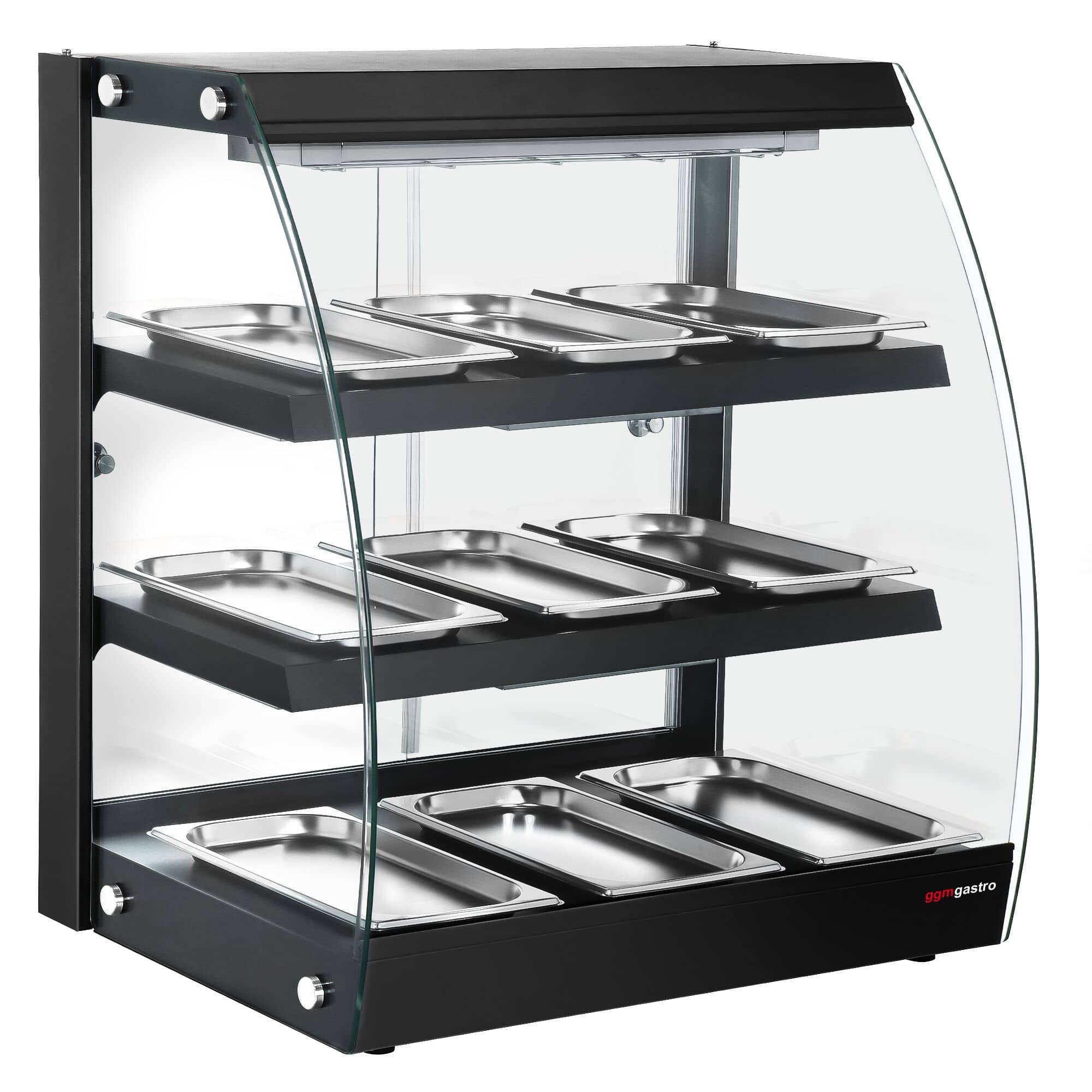 Vitrină caldă de banc - 648 mm - 1,16 kW - cu 3 rafturi - negru — 6