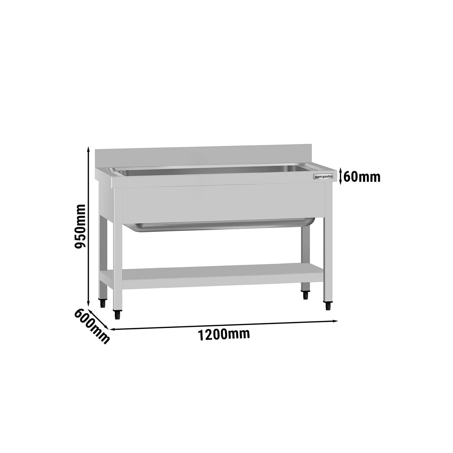 Chiuvetă pentru spălat vase ECO – 1200 x 600 mm – cu fund și 1 cuvă — 3