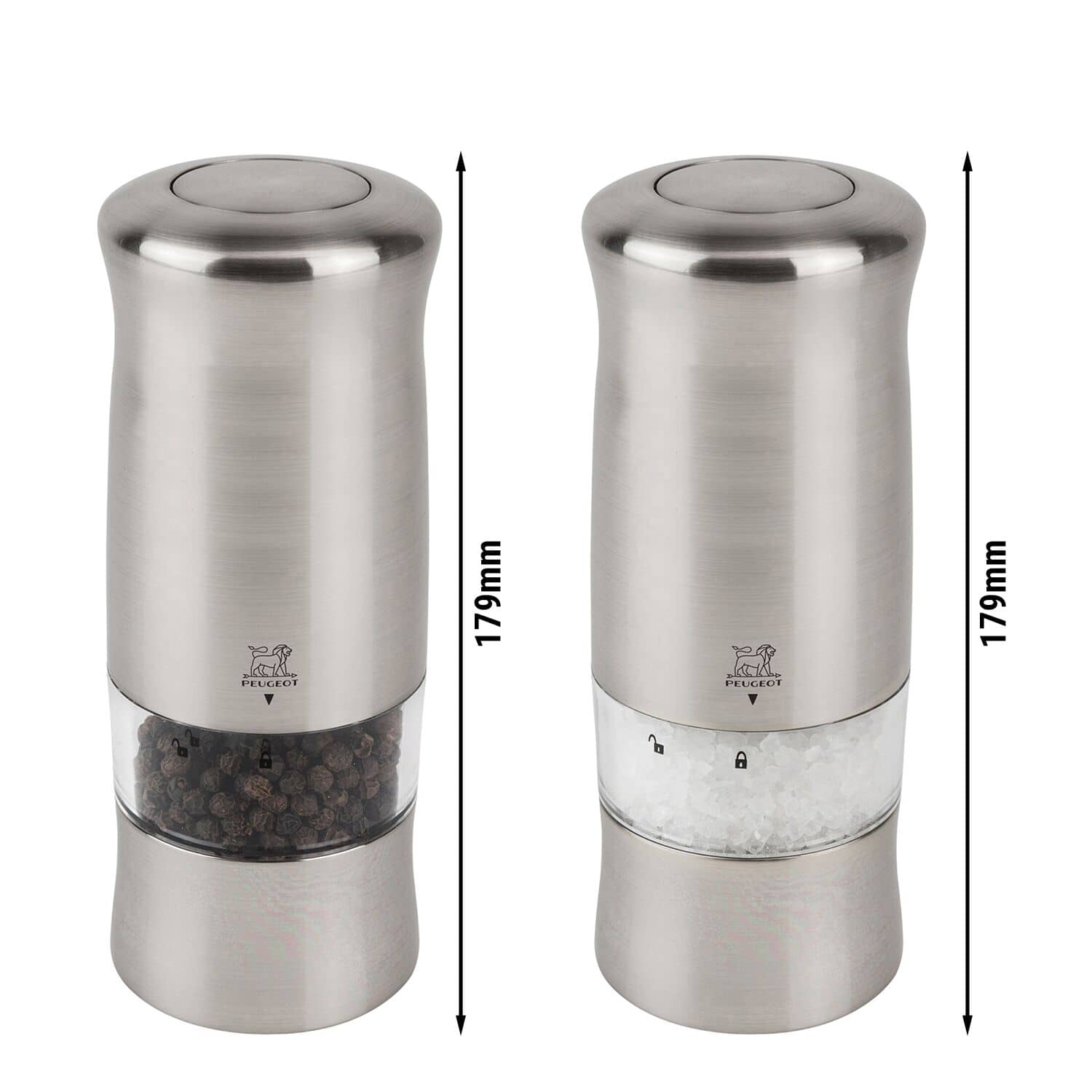 (6 bucăți) PEUGEOT | ZELI - Râșniță pentru sare și piper - electrică - plastic - înălțime: 140 mm - cu iluminare — 3