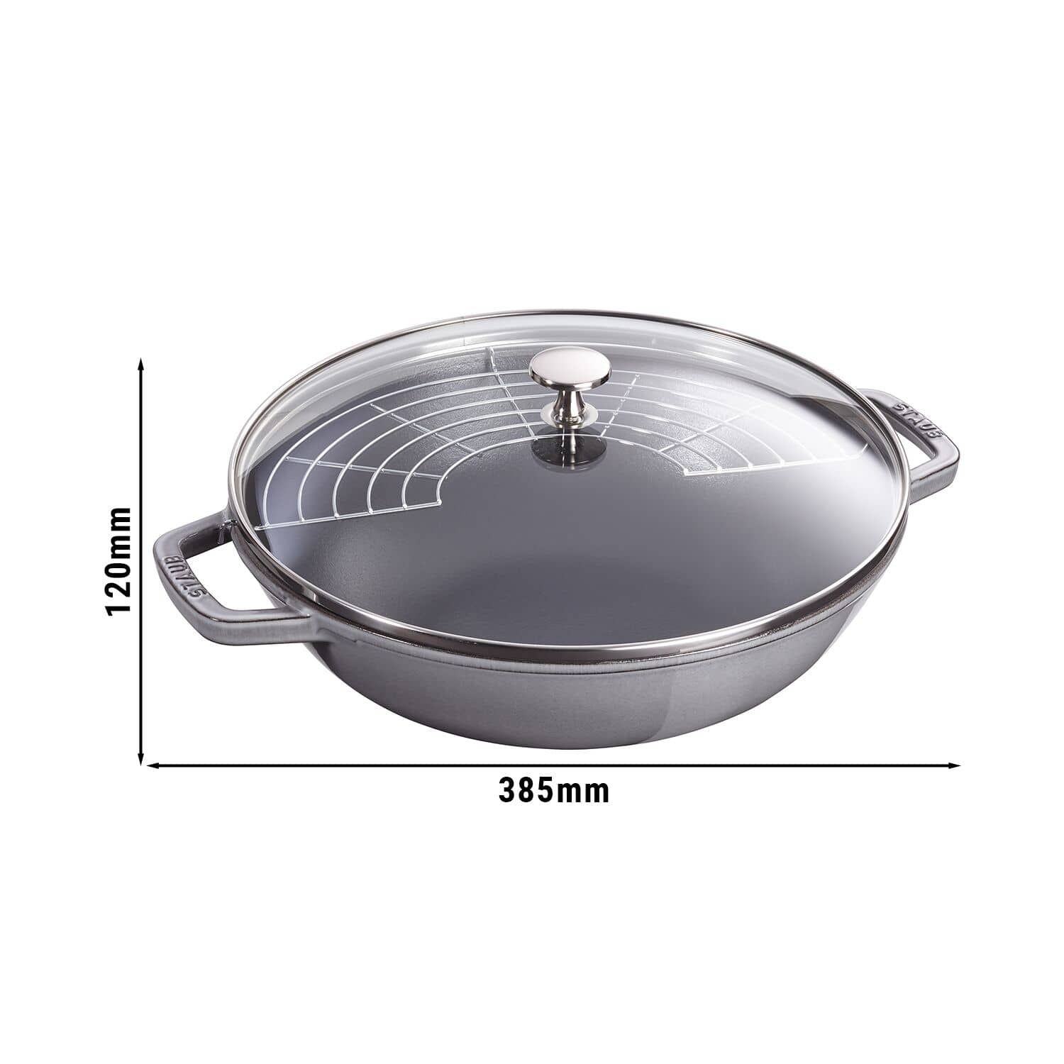 STAUB | SPECIALITATI - Wok cu capac din sticla - Ø 300mm - fonta - gri grafit — 3