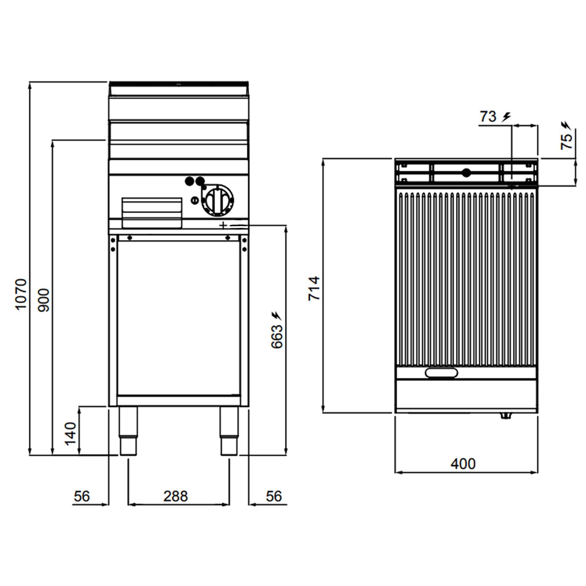 Plită de gătit electrică - 4,8 kW - cu caneluri — 6