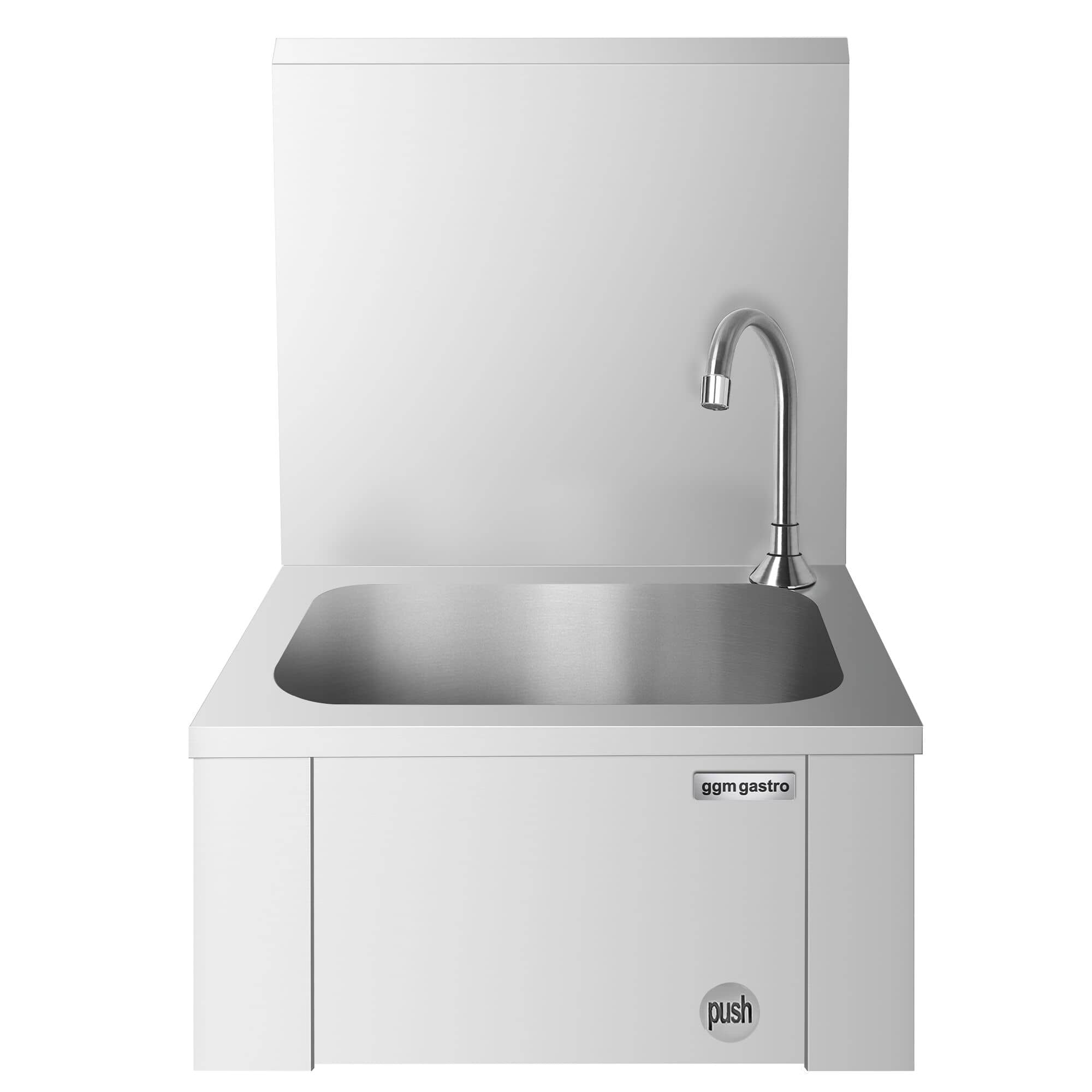 Chiuvetă pentru spălat mâinile - oțel inoxidabil - cu Baterie; Acționare la genunchi; racord apă rece & caldă — 4