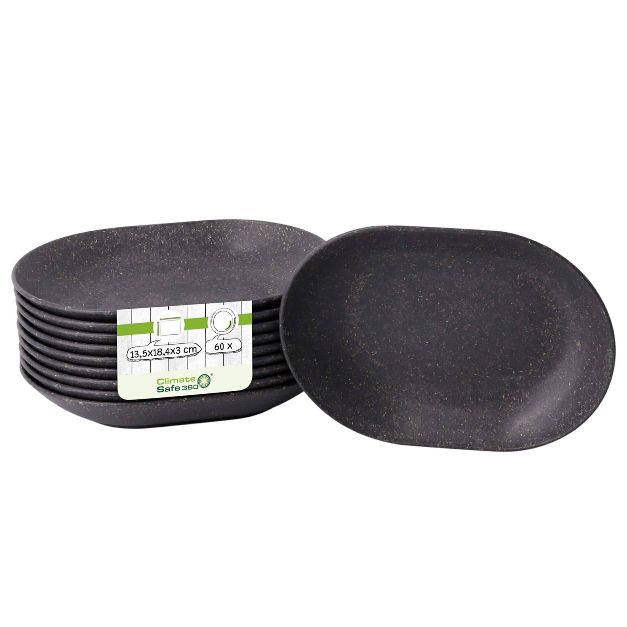 (60 bucăți) Tăvițe reutilizabile pentru gustări - 135x184mm - ovale - gri — 2