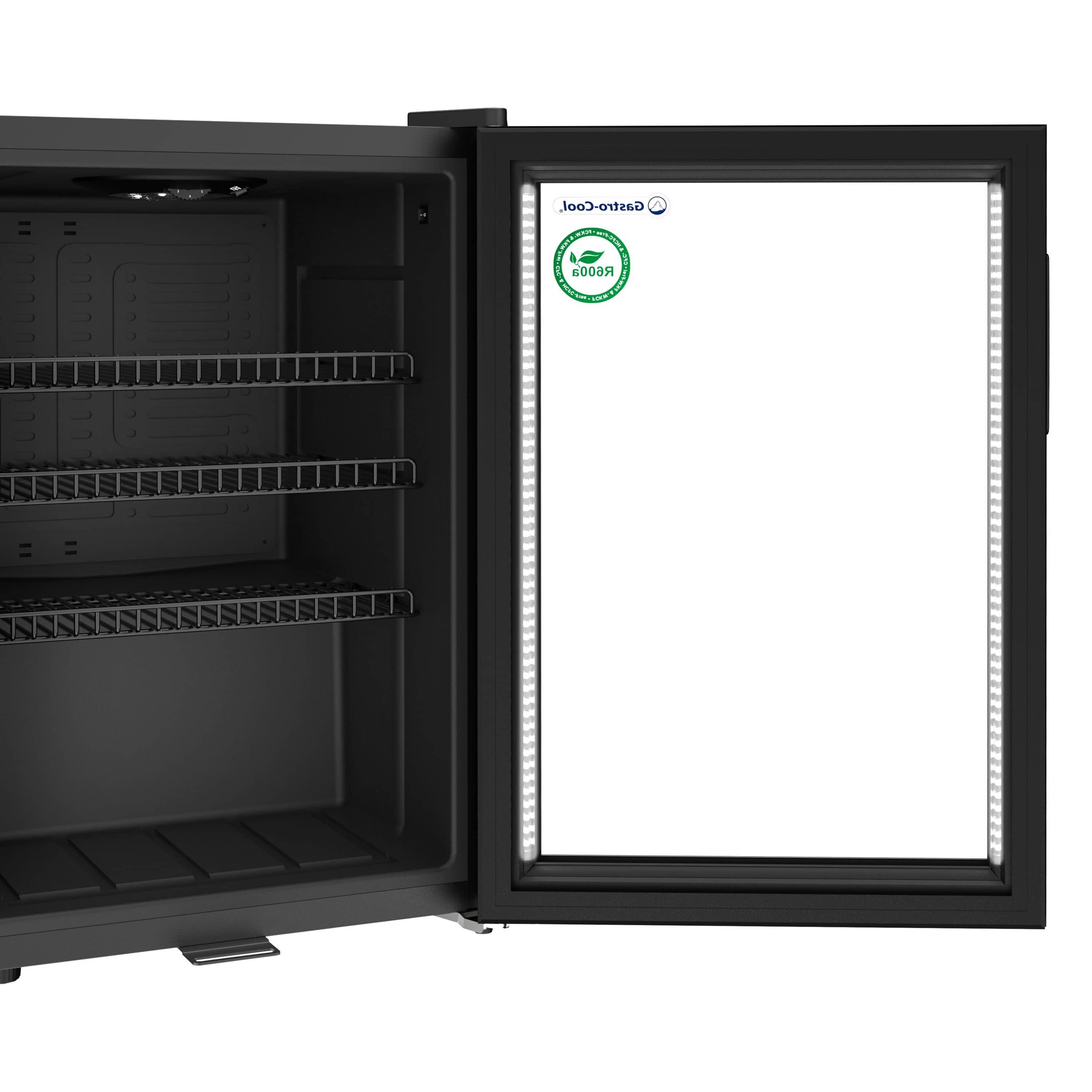 GASTRO-COOL | Frigider mini bar - 430mm - 62 litri - cu 1 ușă din sticlă și iluminare LED - Negru — 7