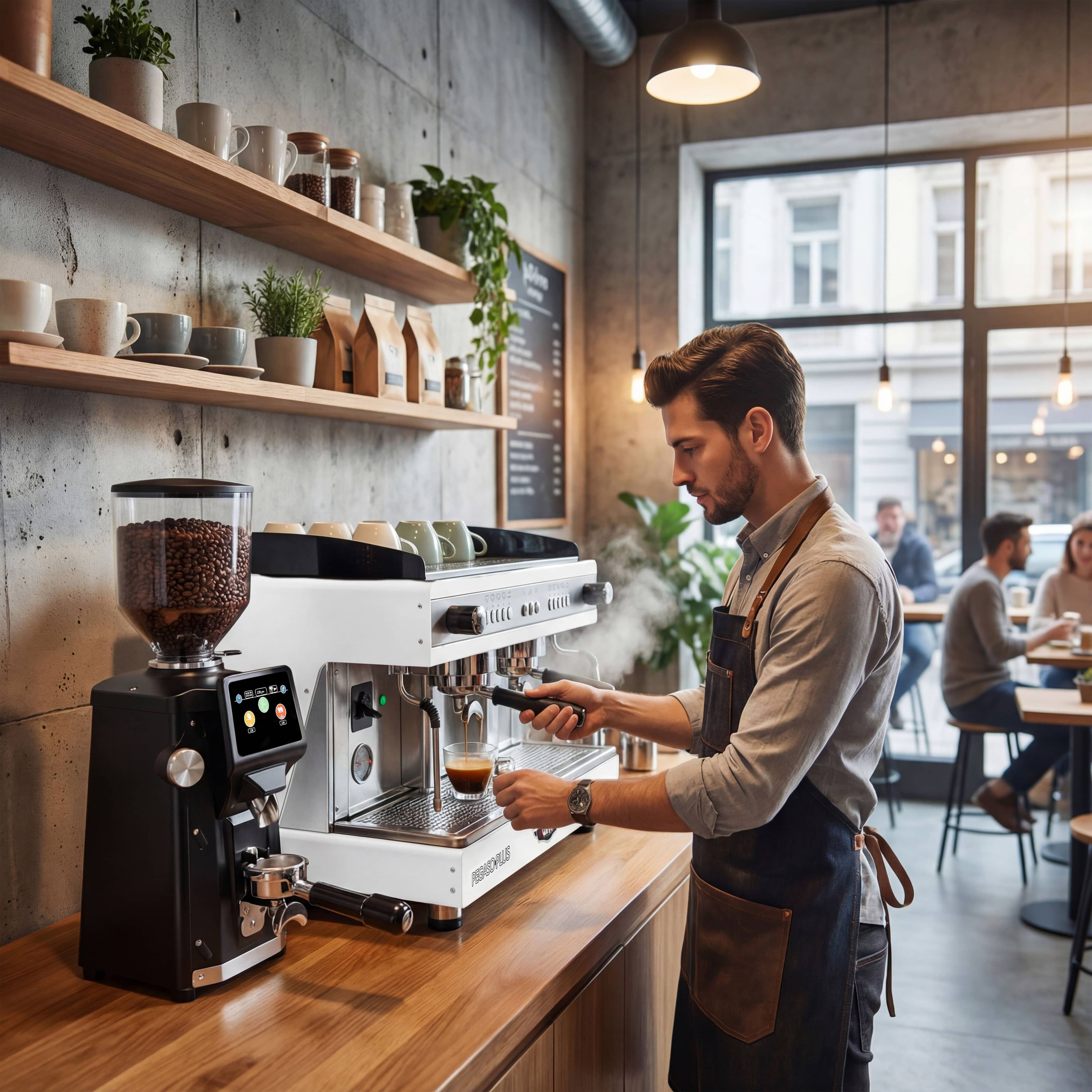 WEGA | Pegaso Plus - Espressor - 2 grupuri - 3,7 kW - cu spumător de lapte și apă fierbinte - Alb — 7