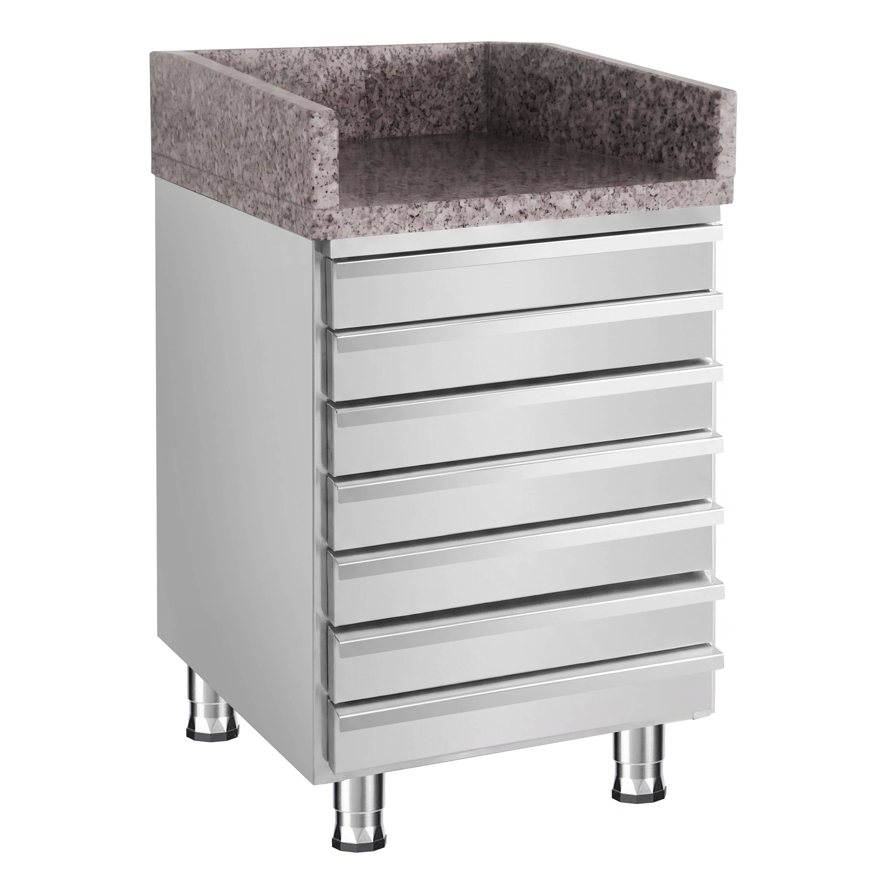 Tejghea casă de marcat din oțel inoxidabil & 7 sertare - 500x700 mm — 2