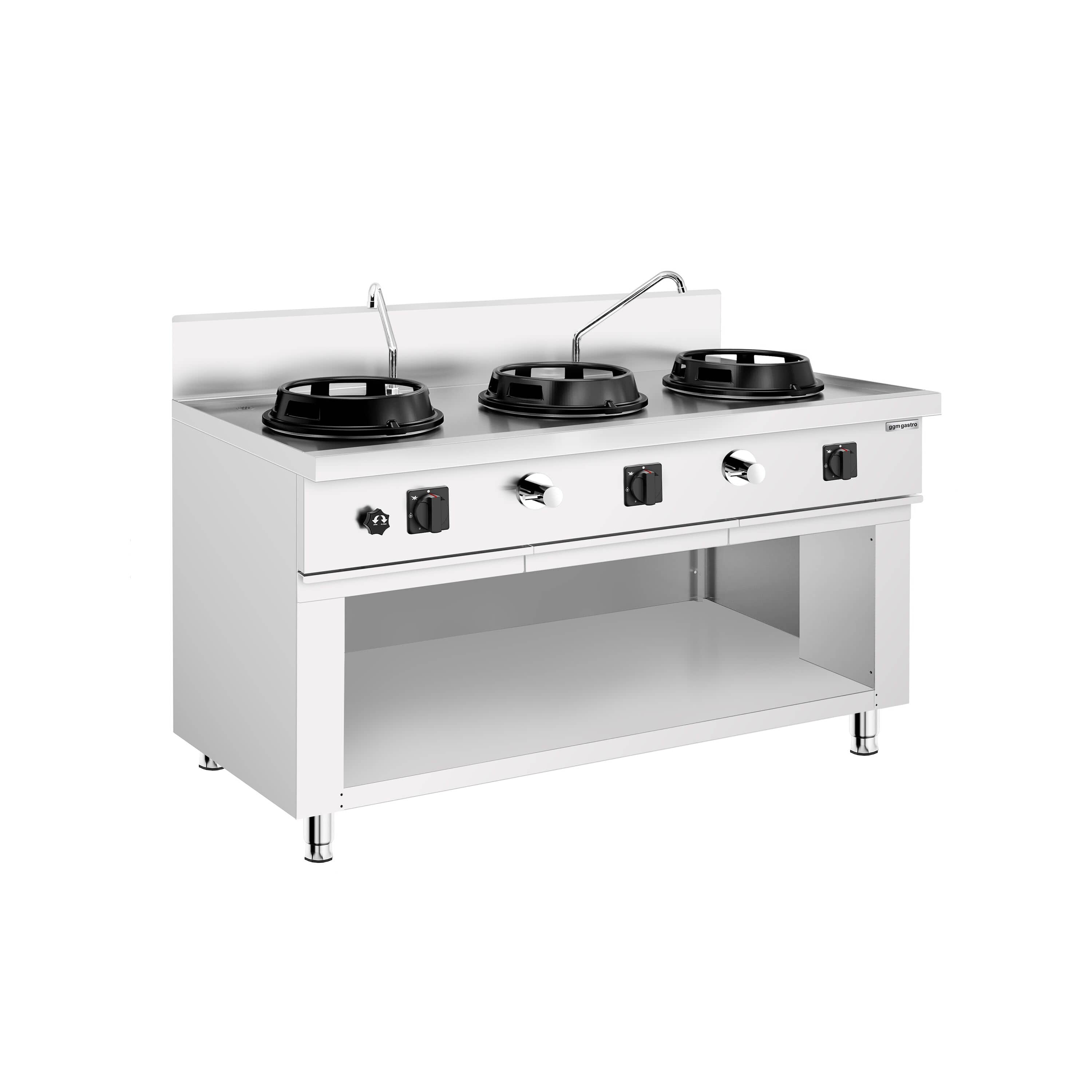 Aragaz cu wok pe gaz – 45 kW – 3 arzătoare – incl. 2 robinete — 2