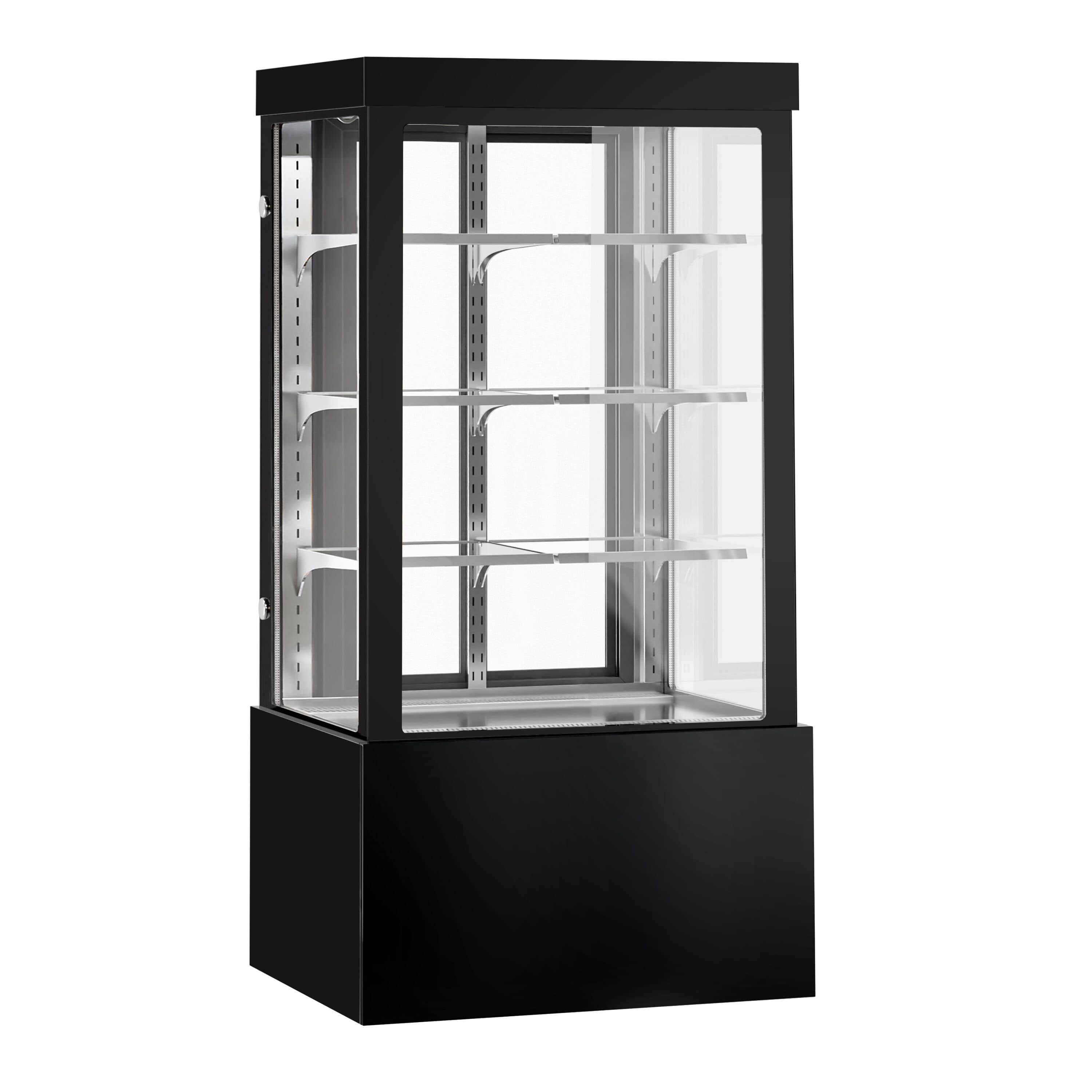 Vitrină frigorifică și pentru prăjituri – 1000 mm – geam dublu – cu 3 rafturi și fațadă oglindă – negru — 5