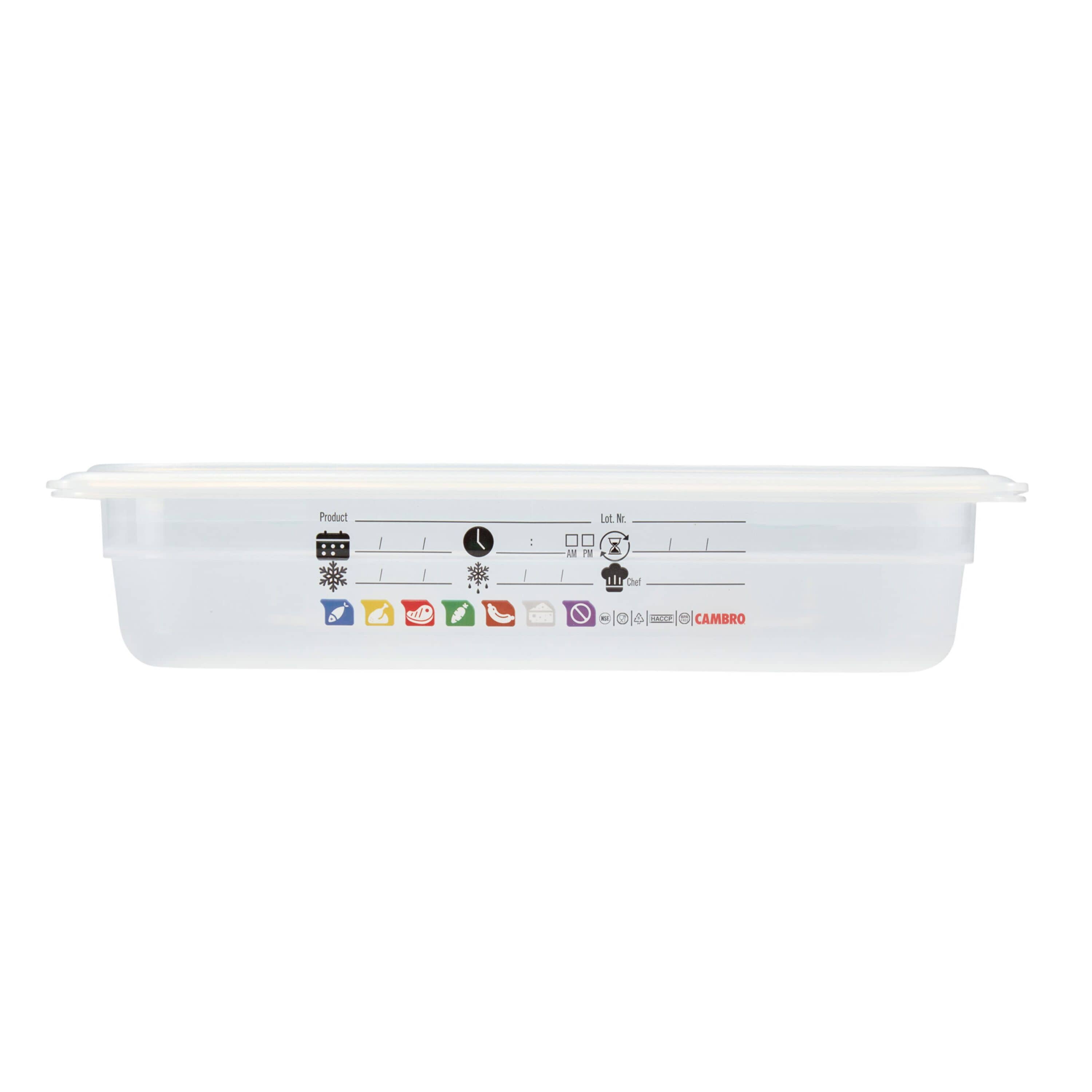 (6 bucăți) CAMBRO | SafeTrak - Recipiente din polipropilenă GN 1/1 - Lăptos - Înălțime: 65mm — 6