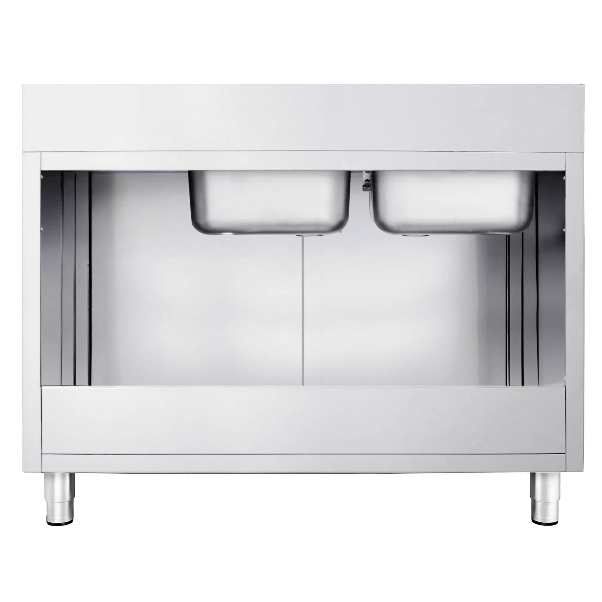 Chiuvetă tip dulap PREMIUM - din oțel inoxidabil - 1400x600 mm - cu 2 cuve pe stânga — 7