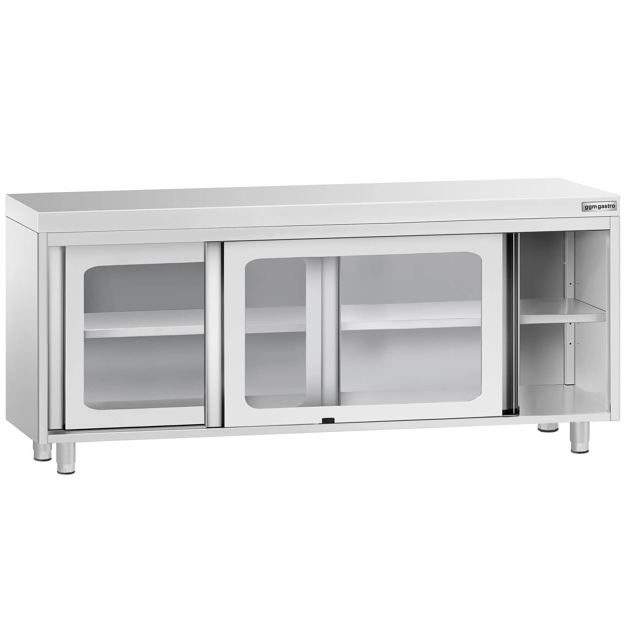 Masă de lucru tip dulap din oțel inoxidabil PREMIUM - 2000x700 mm - uși glisante din sticlă — 4