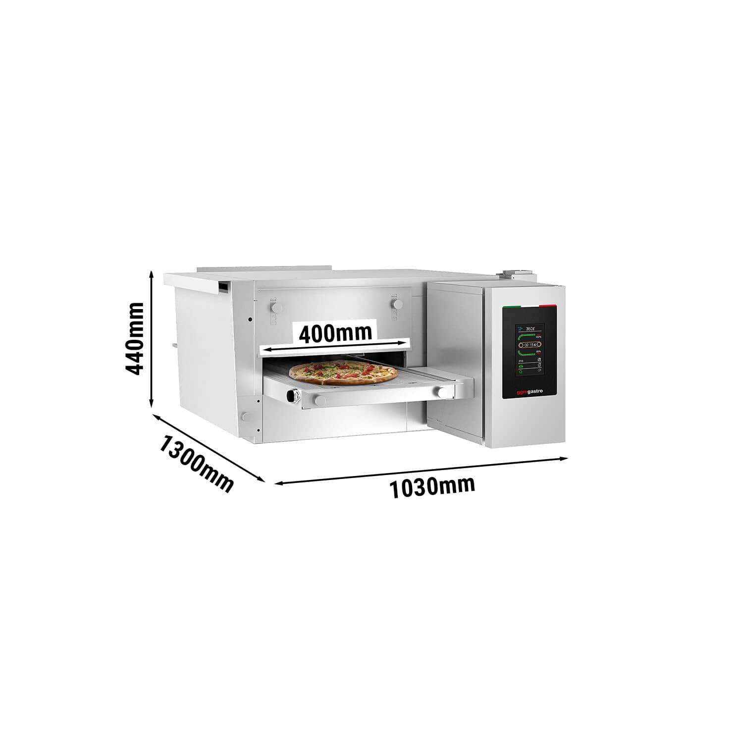Cuptor cu gaz în continuu – 1030 x 1300 mm – Ecran tactil – Lățime bandă: 400 mm — 3