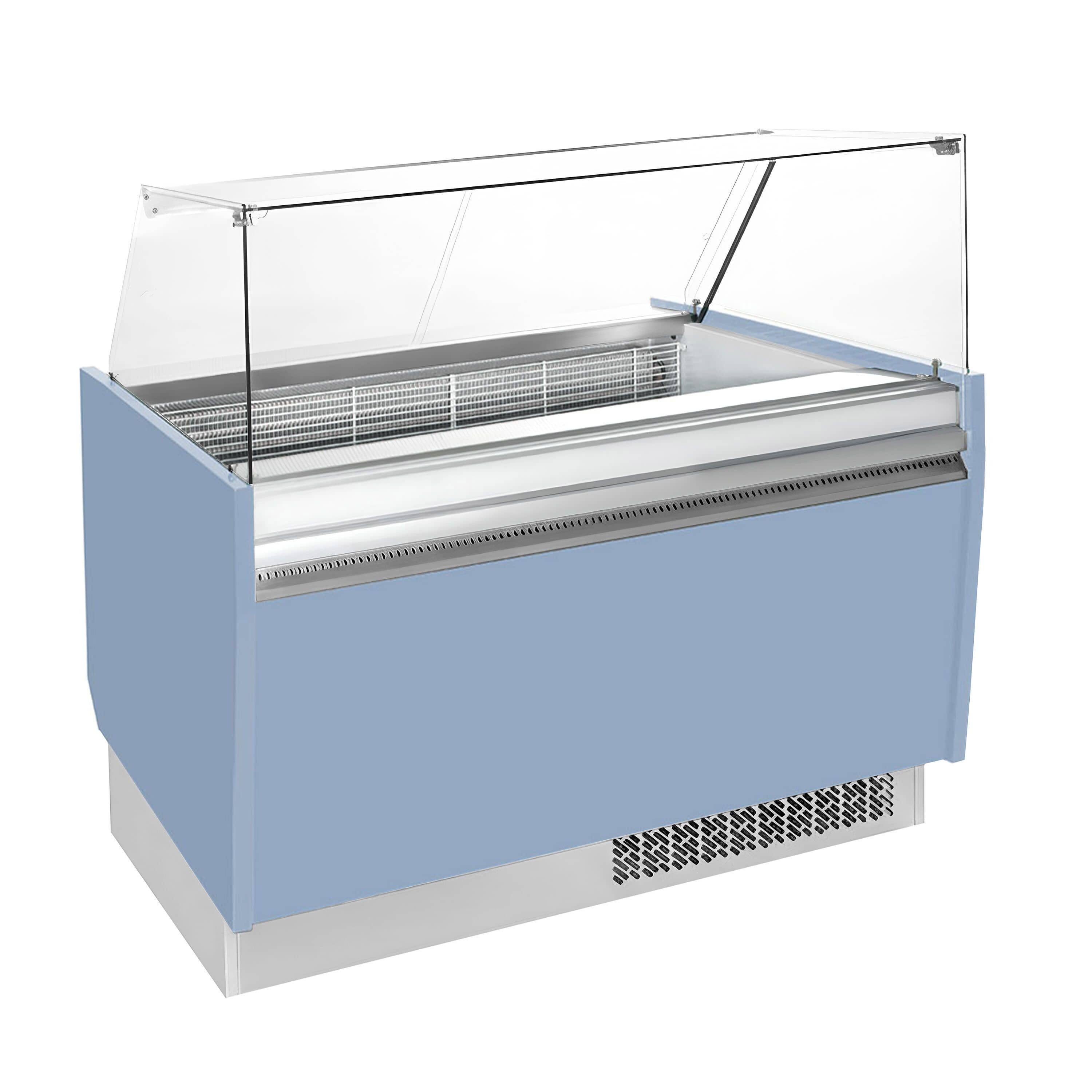 Vitrină pentru înghețată LIAM - 1310 mm - statică - cu iluminare LED & dezghețare automată - pentru 10+10x cuve de 5 litri pentru înghețată - albastru deschis — 4