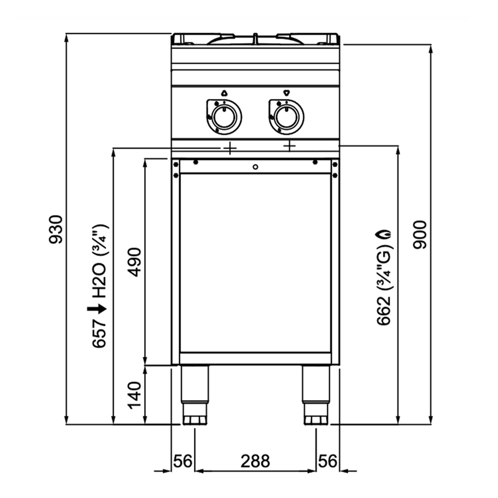 Mașină de gătit / Aragaz profesional pe gaz - seria 900 - 400x900x(H)930 mm - 16 kW - 2 arzătoare — 11
