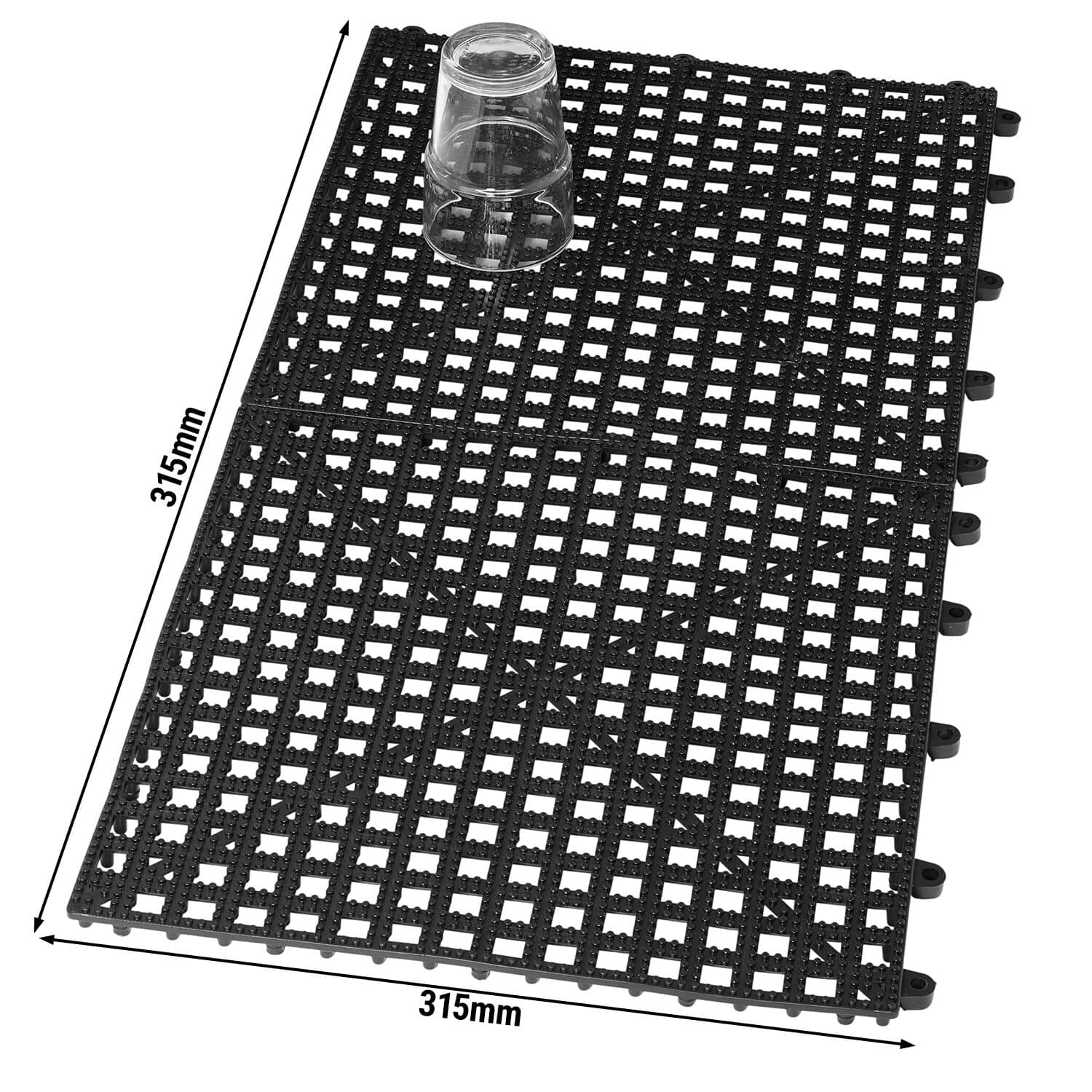 (3 bucăți) FUCHS | DELFIN® Covor de scurgere din cauciuc - set de 2 - 315x315mm - conectabil - negru — 3