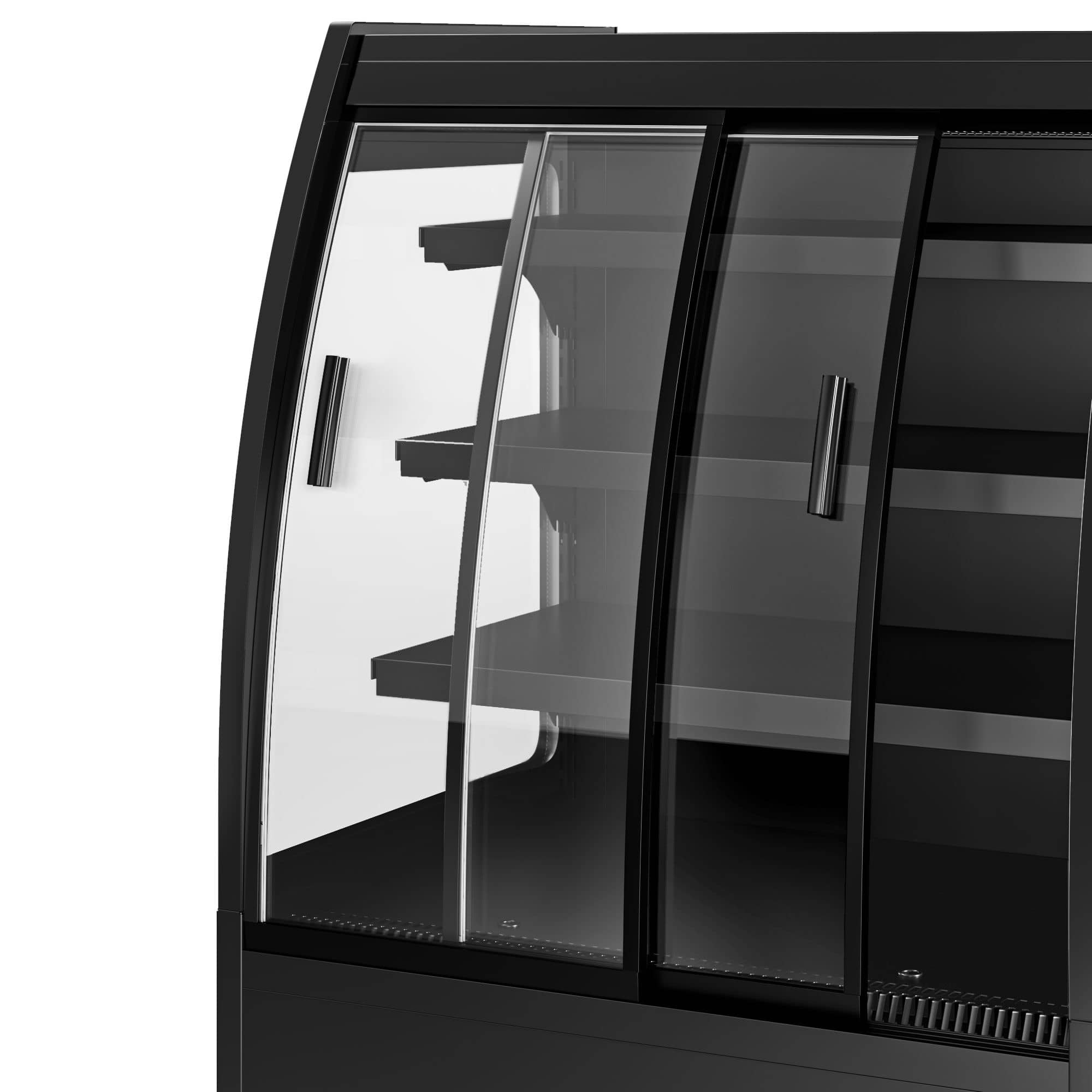 Raft frigorific - 900 mm - 216 litri - +1°C/+5°C - cu 2 uși din sticlă cu geam dublu uși glisante & 3 polițe - negru — 10