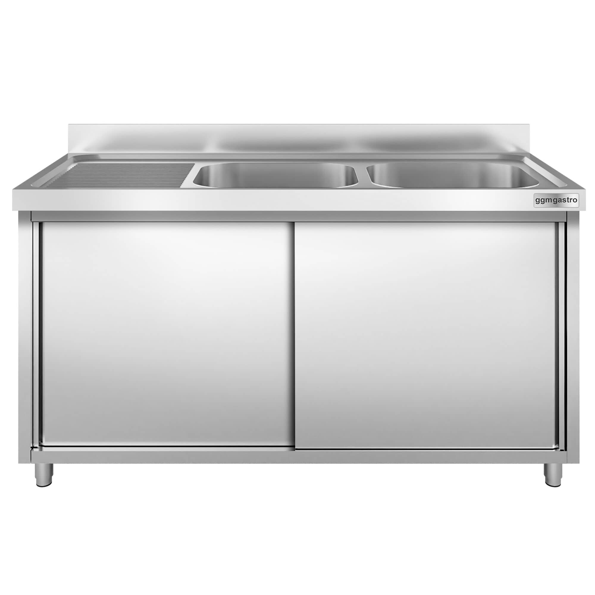 Chiuvetă tip dulap PREMIUM - din oțel inoxidabil - 2000x700 mm - cu 2 cuve pe dreapta — 5
