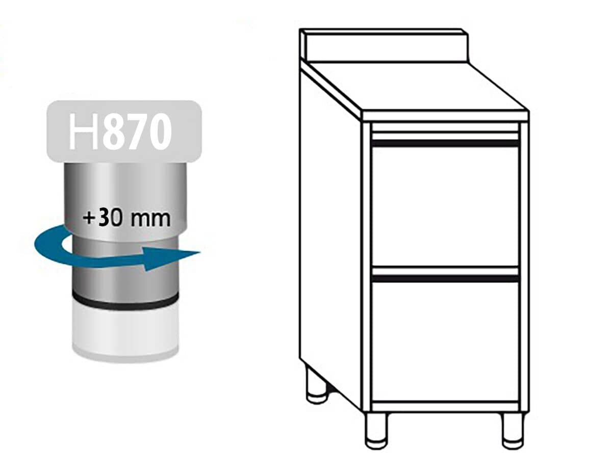 Masă tip dulap PREMIUM - oțel inoxidabil - cu 2 sertare - cu rebord - 500x600 mm — 6