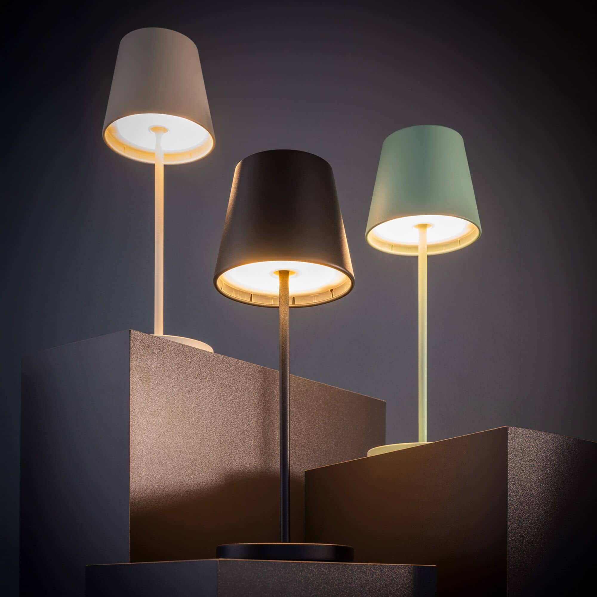 Veioză LED - MERLE MINI - reîncărcabilă - dimabilă în 3 trepte - Ø 90 mm - Negru — 10