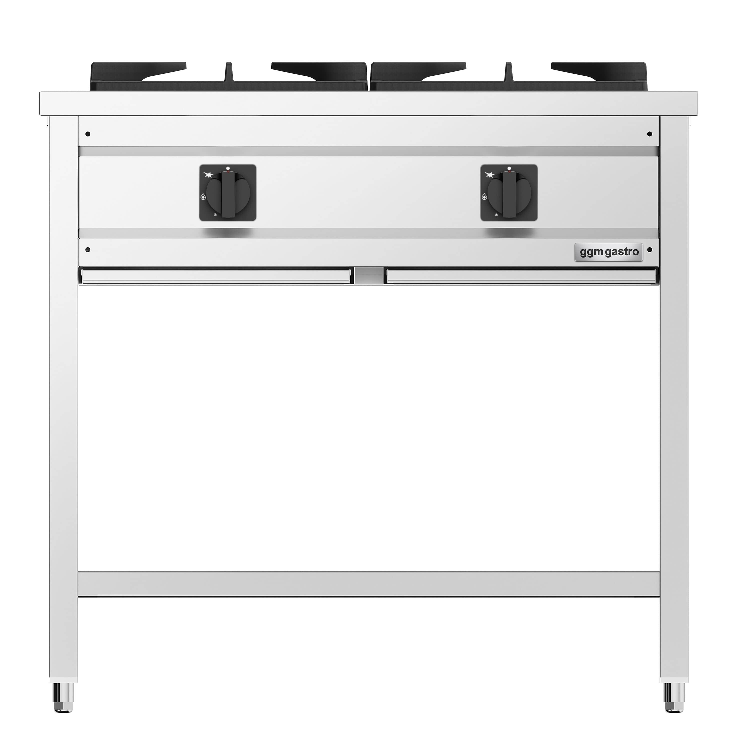 Mașină de gătit / Aragaz profesional pe gaz - Giuseppe – seria 600 - 900x600x(H)850 mm - 17 kW - 2 arzătoare - suport deschis cu pardoseală de bază și sertar de colectare — 5