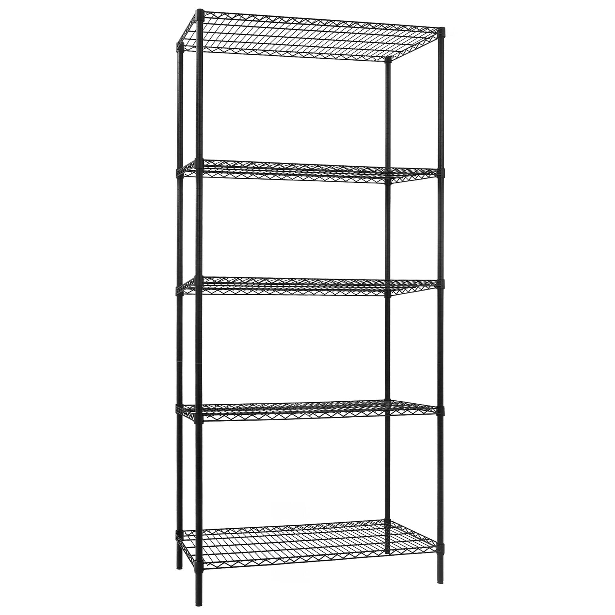 Raft metalic - Modul de bază - 900x450x(H)1800 mm - Adâncime: 450 mm - cu 5 polițe reglabile - negru - Capacitate totală: 180 kg — 2