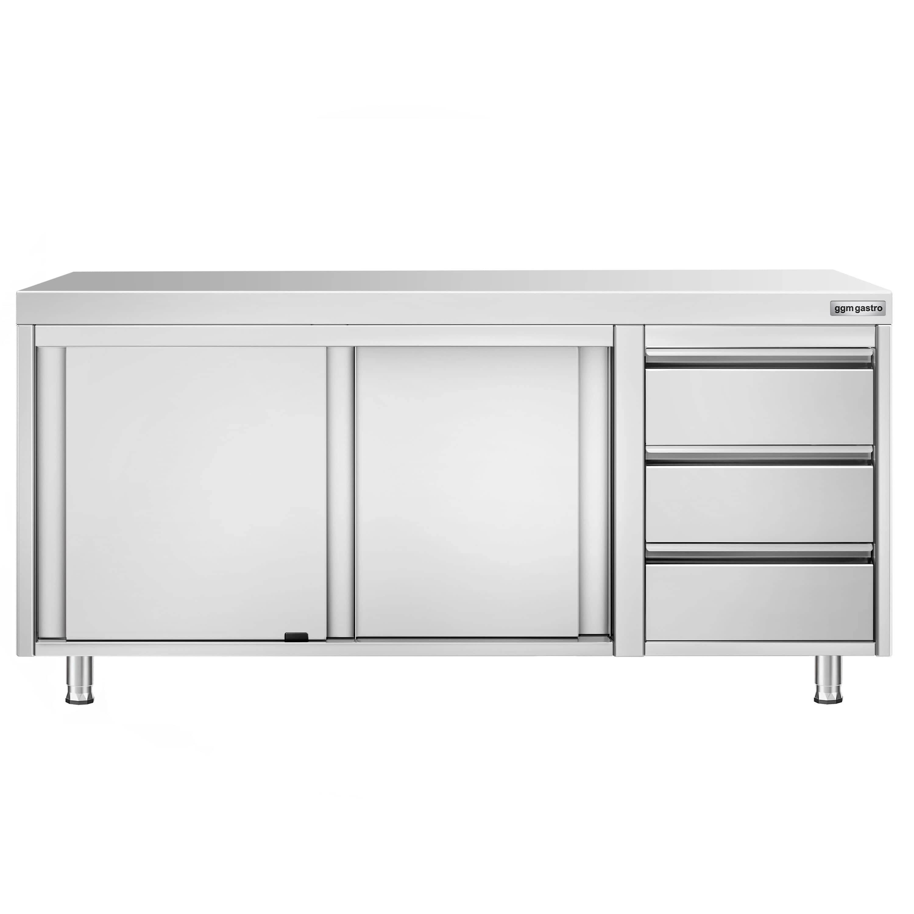 Dulap de lucru din oțel inoxidabil PREMIUM - 1800 x 700 mm - cu 3 sertare pe partea dreaptă — 5