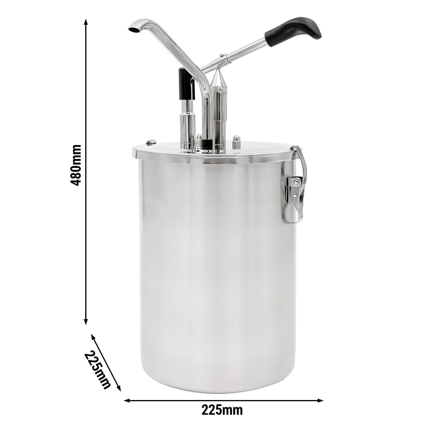 Dozator sosuri - oțel inoxidabil - 10 litri - dozare 25–40 g - 225x225x480 mm - cu Recipient — 3