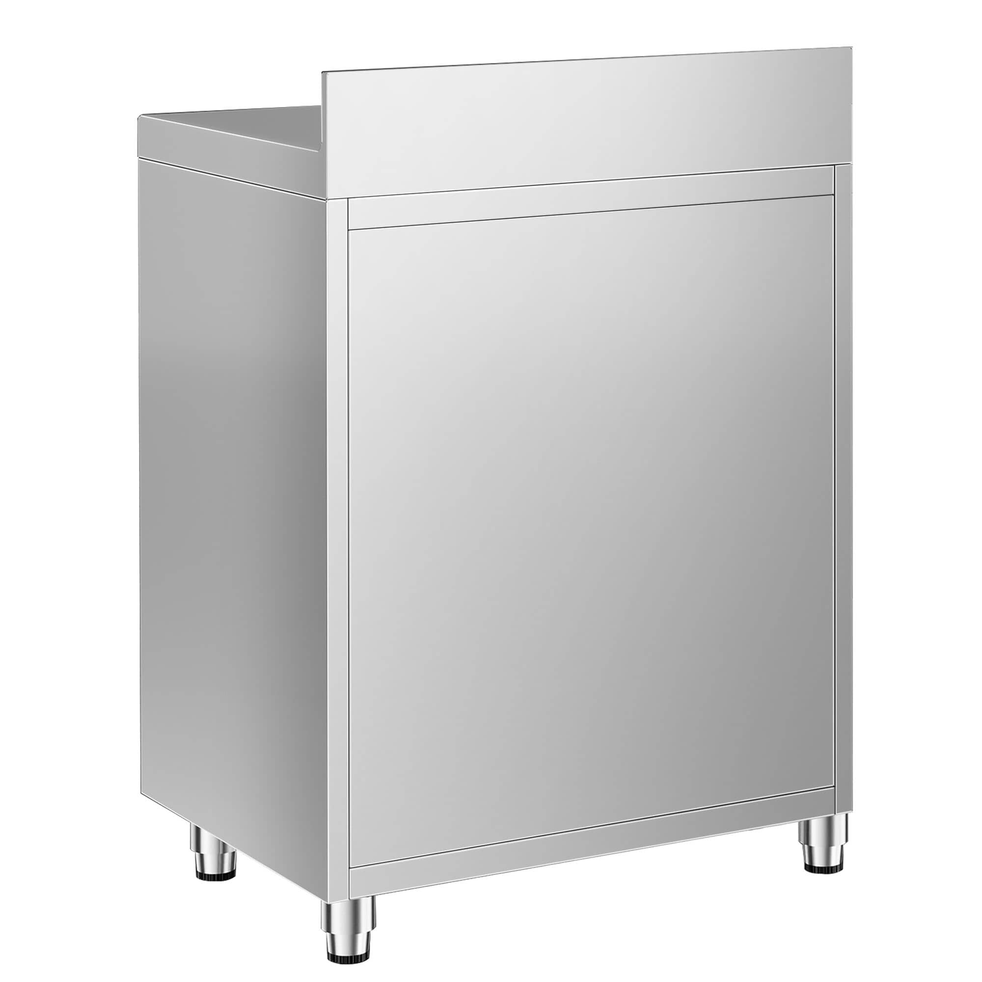 Masă suport espressor din oțel inoxidabil - 800x600 mm - 2 uși batante - cu rebord — 6