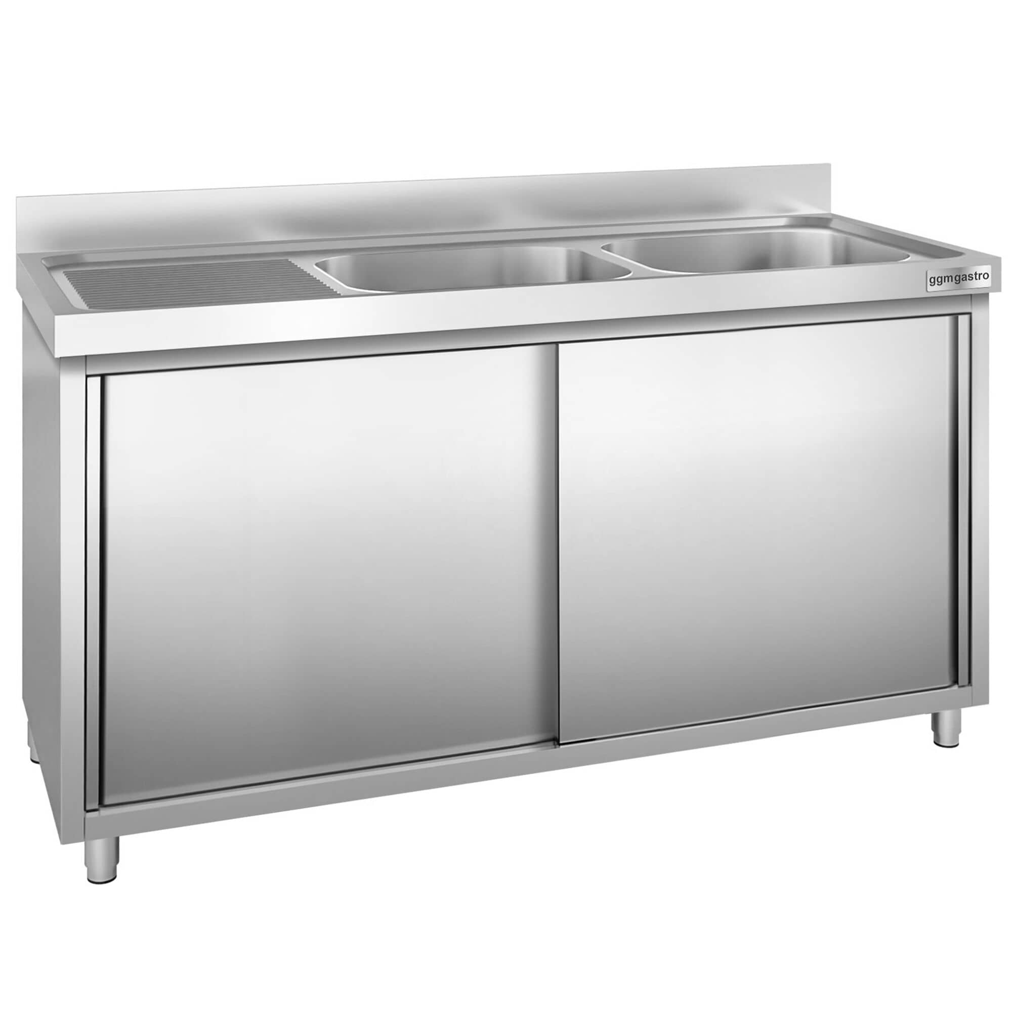 Chiuvetă tip dulap PREMIUM - din oțel inoxidabil - 2000x600 mm - cu 2 cuve pe dreapta — 2