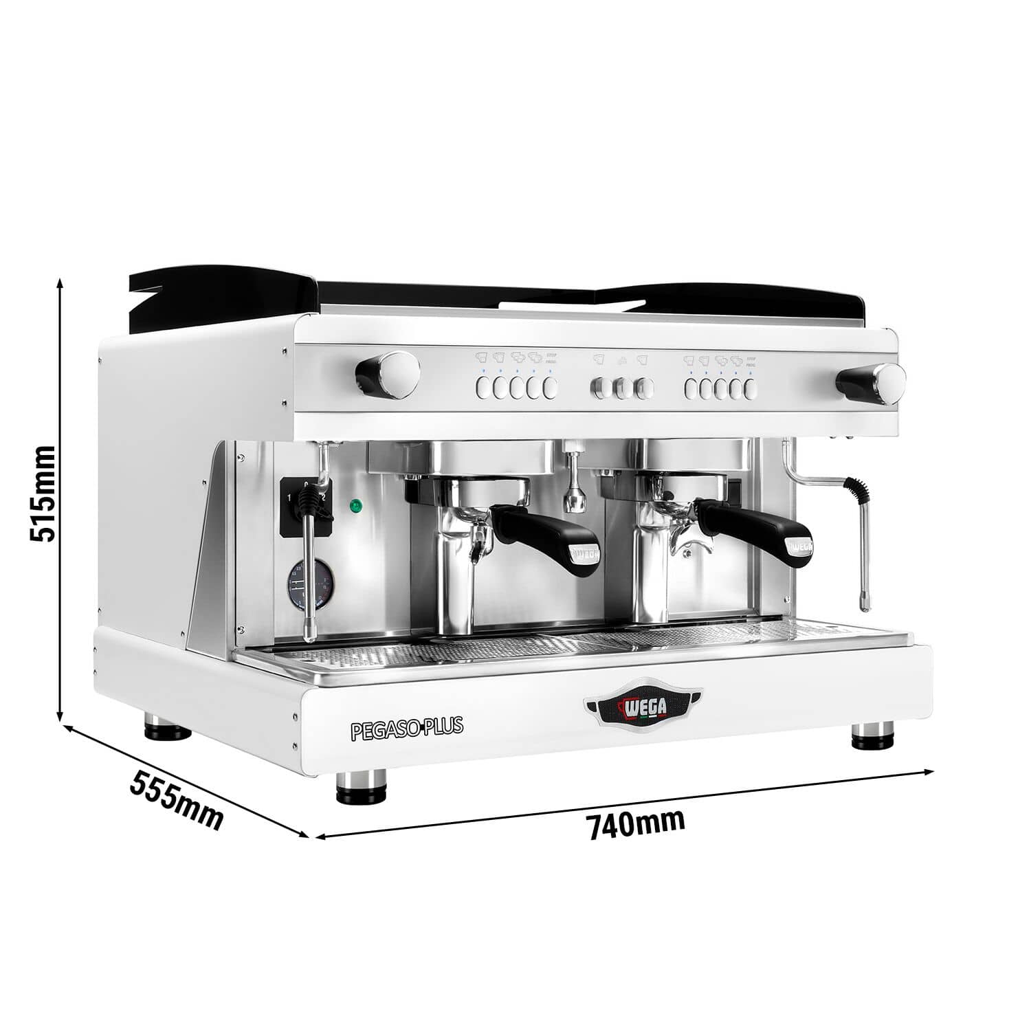 WEGA | Pegaso Plus - Espressor - 2 grupuri - 3,7 kW - cu spumător de lapte și apă fierbinte - Alb — 3