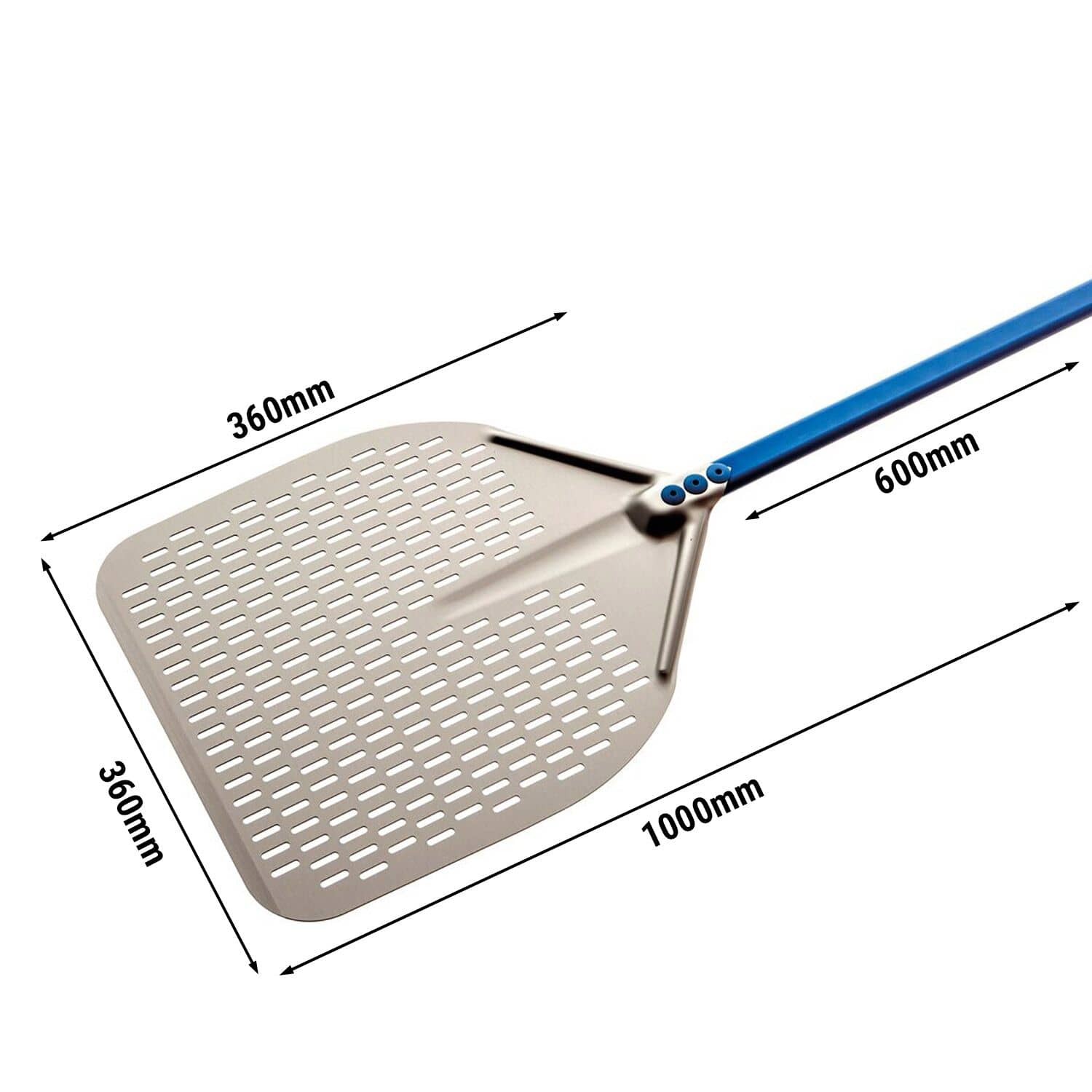 Paletă pizza - AZZURRA - Aluminiu anodizat - lamă perforată - 360x360 mm - perforată — 3
