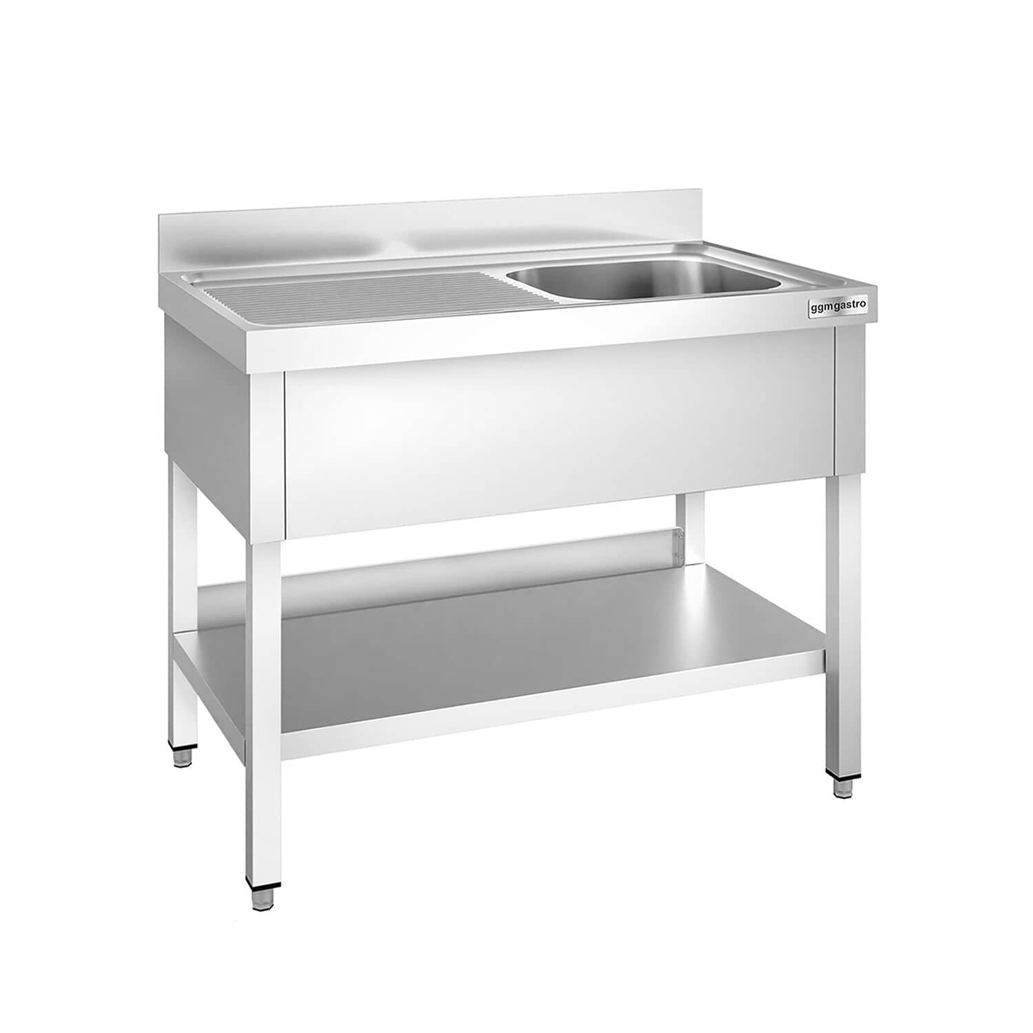 Chiuvetă profesională PREMIUM - 1200x600 mm - cu poliță inferioară - cu 1 cuvă - cuva pe dreapta — 2