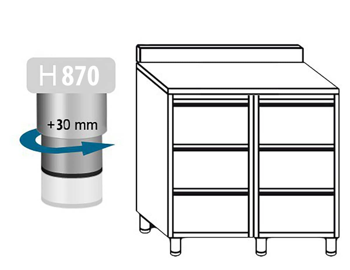Masă tip dulap PREMIUM - oțel inoxidabil - cu 6 sertare - cu rebord - 1000x600 mm — 6
